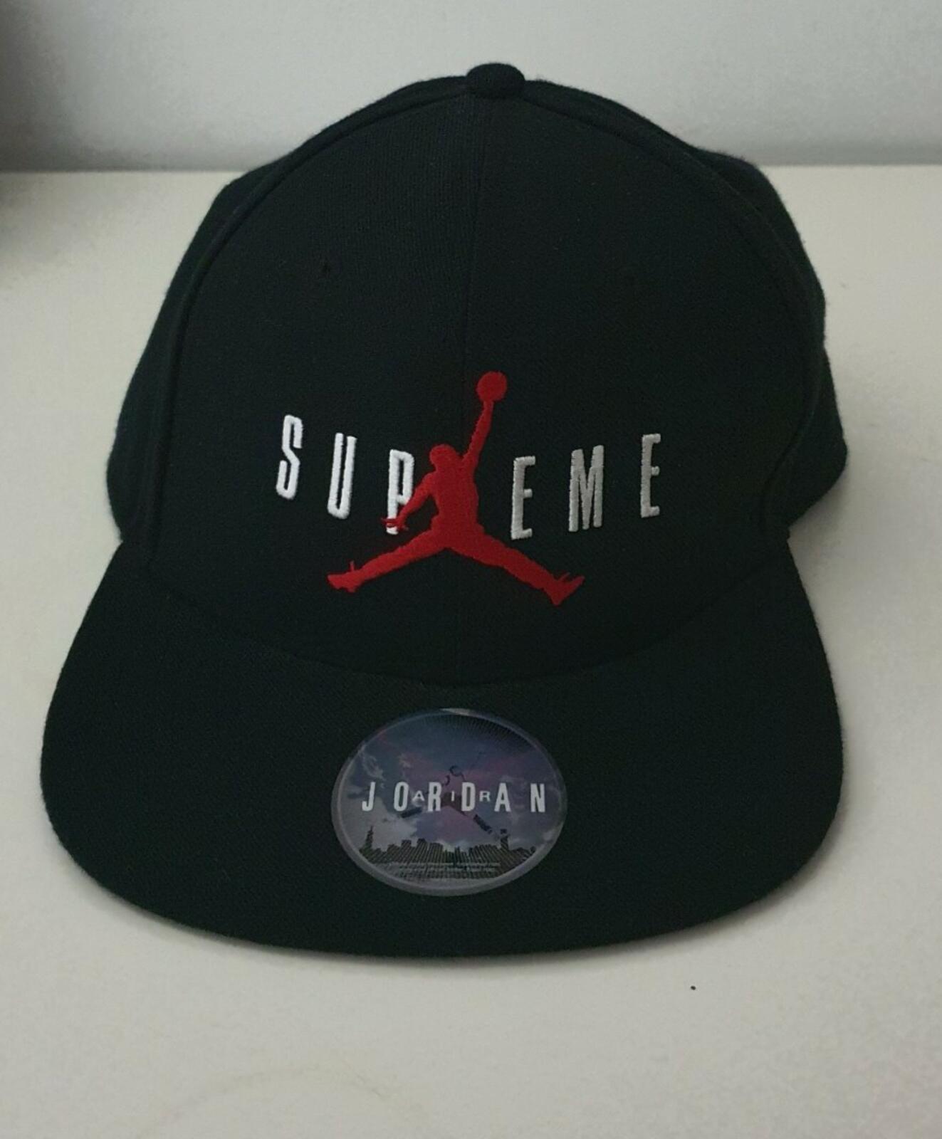 FW15 Supreme x Jordan black 6-Panel cap Jumpman hat Rare