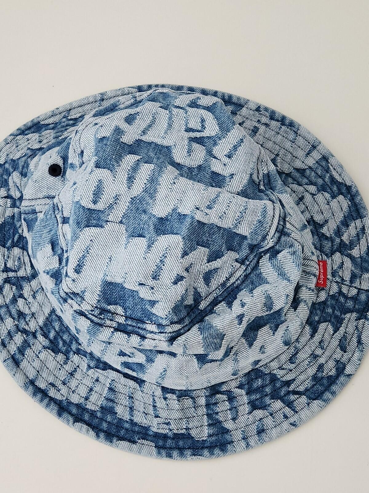 SS22 Supreme Fat Tip Jacquard Denim Crusher Hat Blue Size S/M