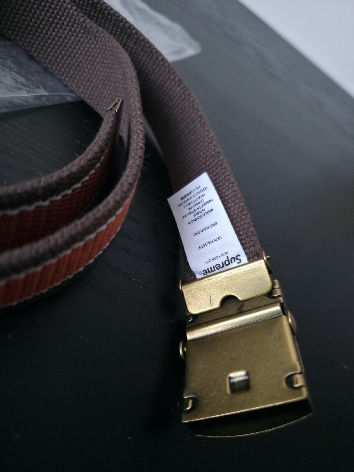 SS22 Supreme x Dickies Stripe Webbing Belt Brown