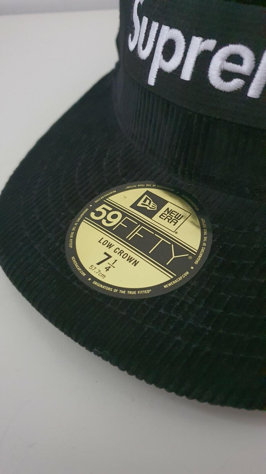 FW15 Supreme New Era 59Fifty Box Logo corduroy black hat size 7 1/4 Rare Cap