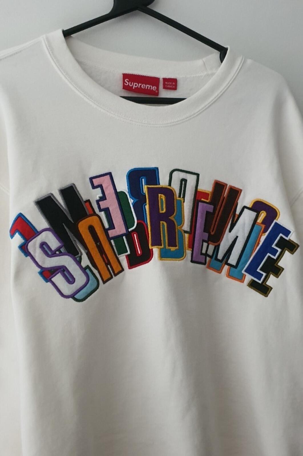 SS21 Supreme Stacked Crewneck Size M Medium white sweatshirt Jumper