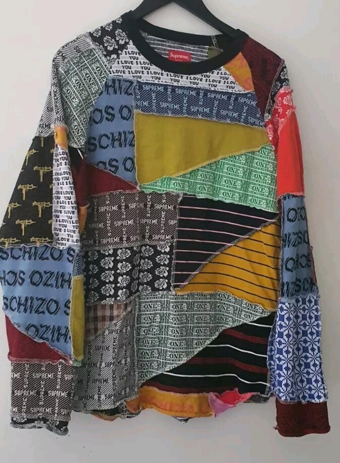 SS23 Supreme Patchwork Jacquard L/S top Jumper Crewneck Size XL 2XL XXL