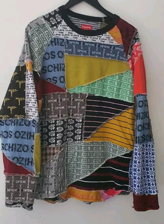 SS23 Supreme Patchwork Jacquard L/S top Jumper Crewneck Size XL 2XL XXL