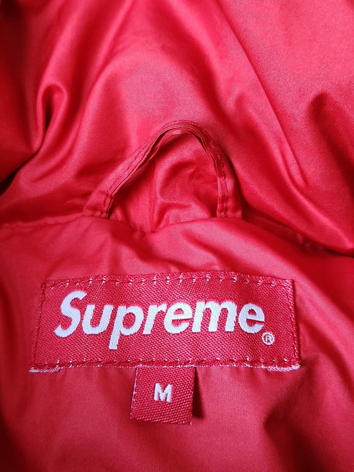 SS19 Supreme Bonded Logo Puffy Jacket Size M Medium Red Coat Duck Down