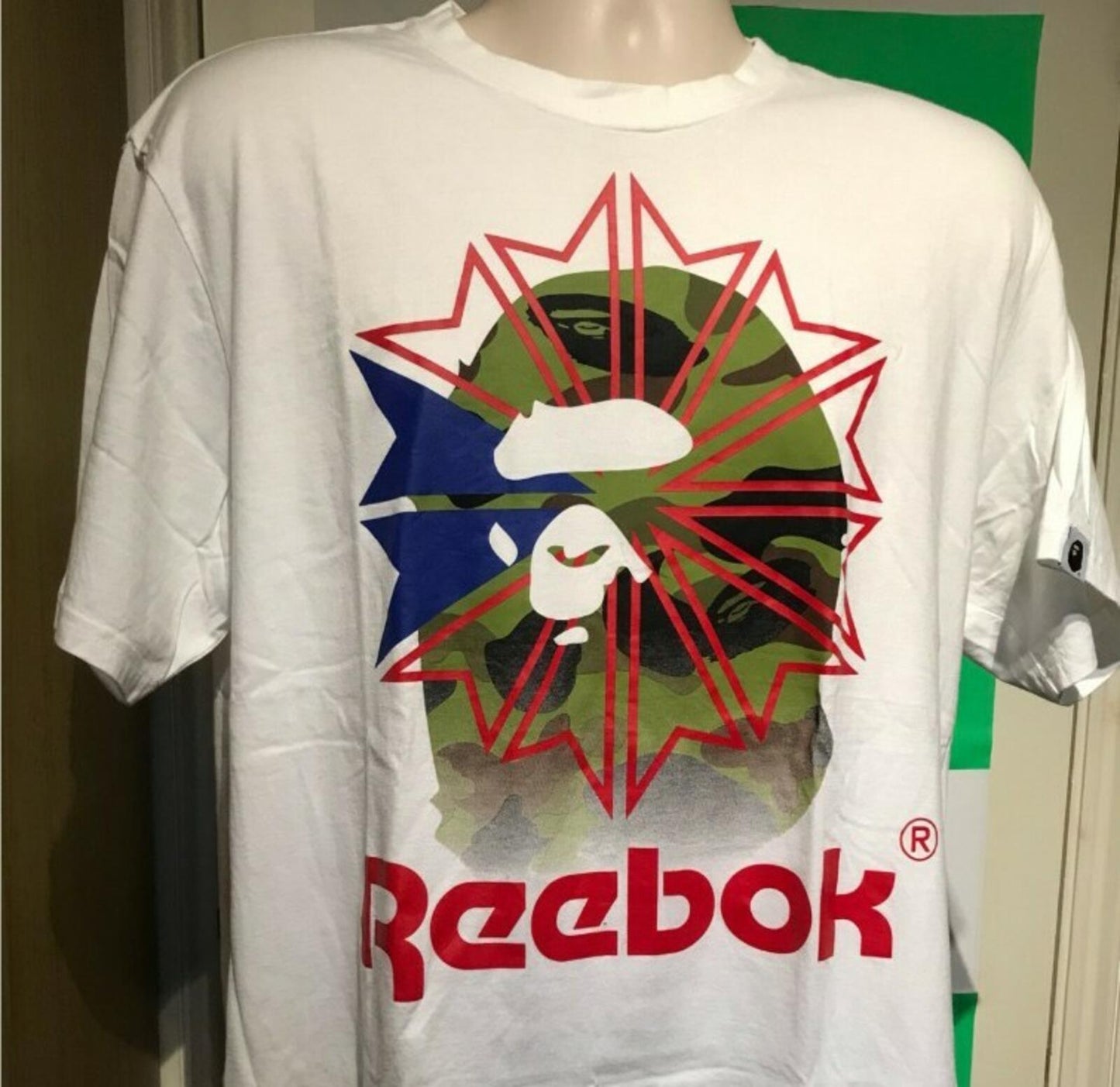 A BATHING APE x REEBOK Classic 002 Tee White Size XL BAPE
