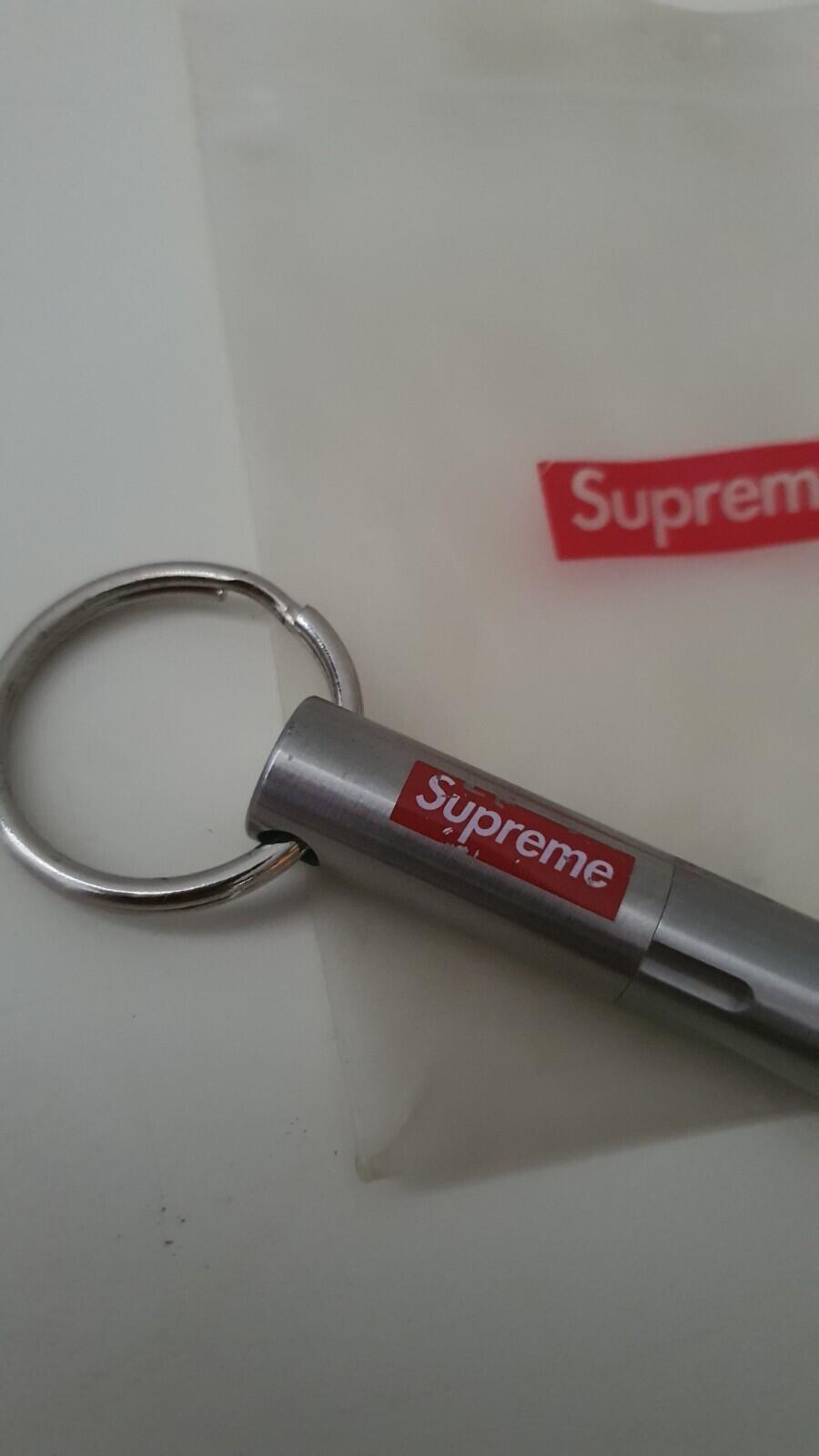 SS16 Supreme keychain Pen steel keyring silver small box logo Accessory