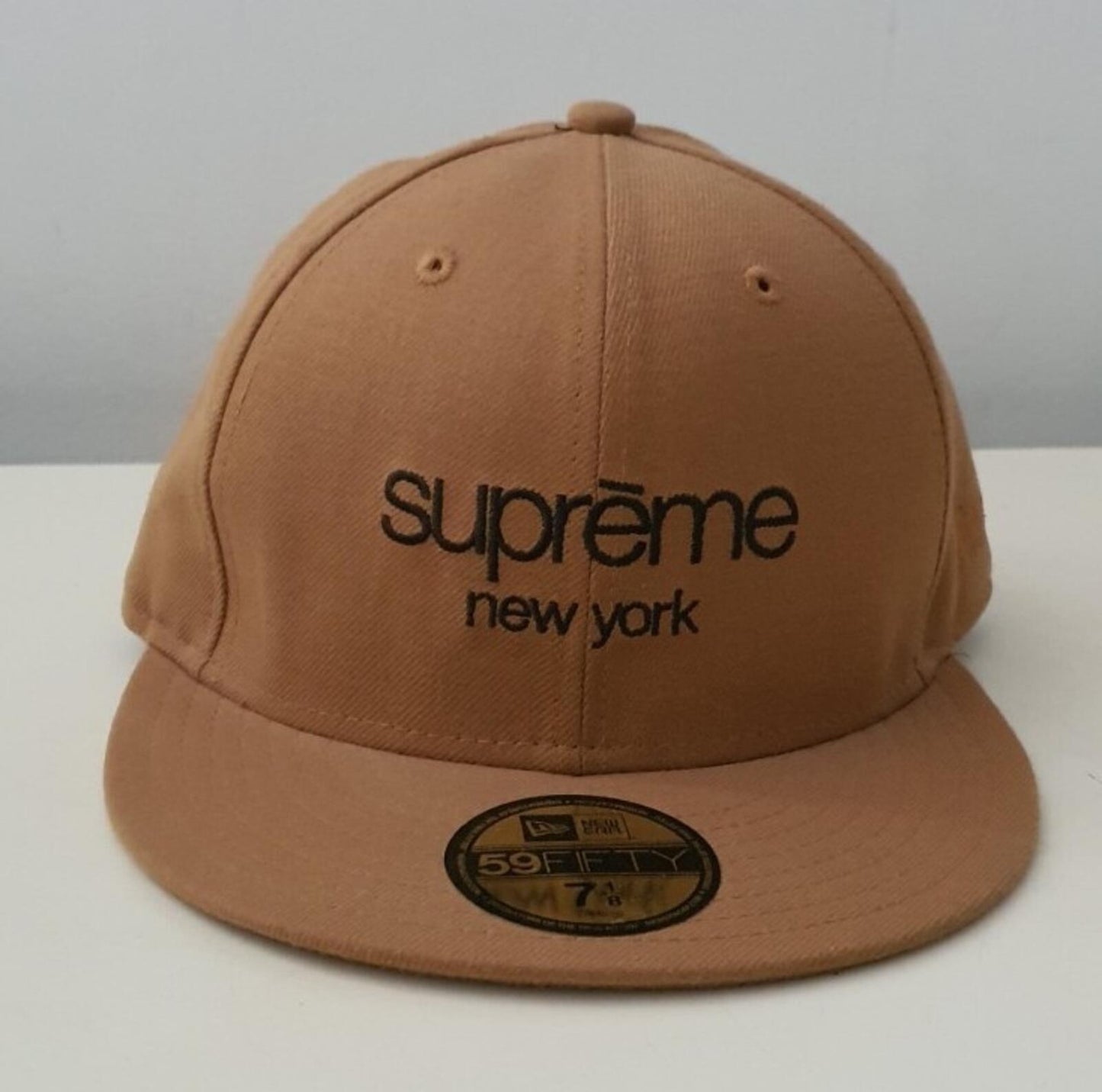 FW10 Supreme Classic Logo New Era brown hat cap 7 1/8 vintage 2010 Very Rare