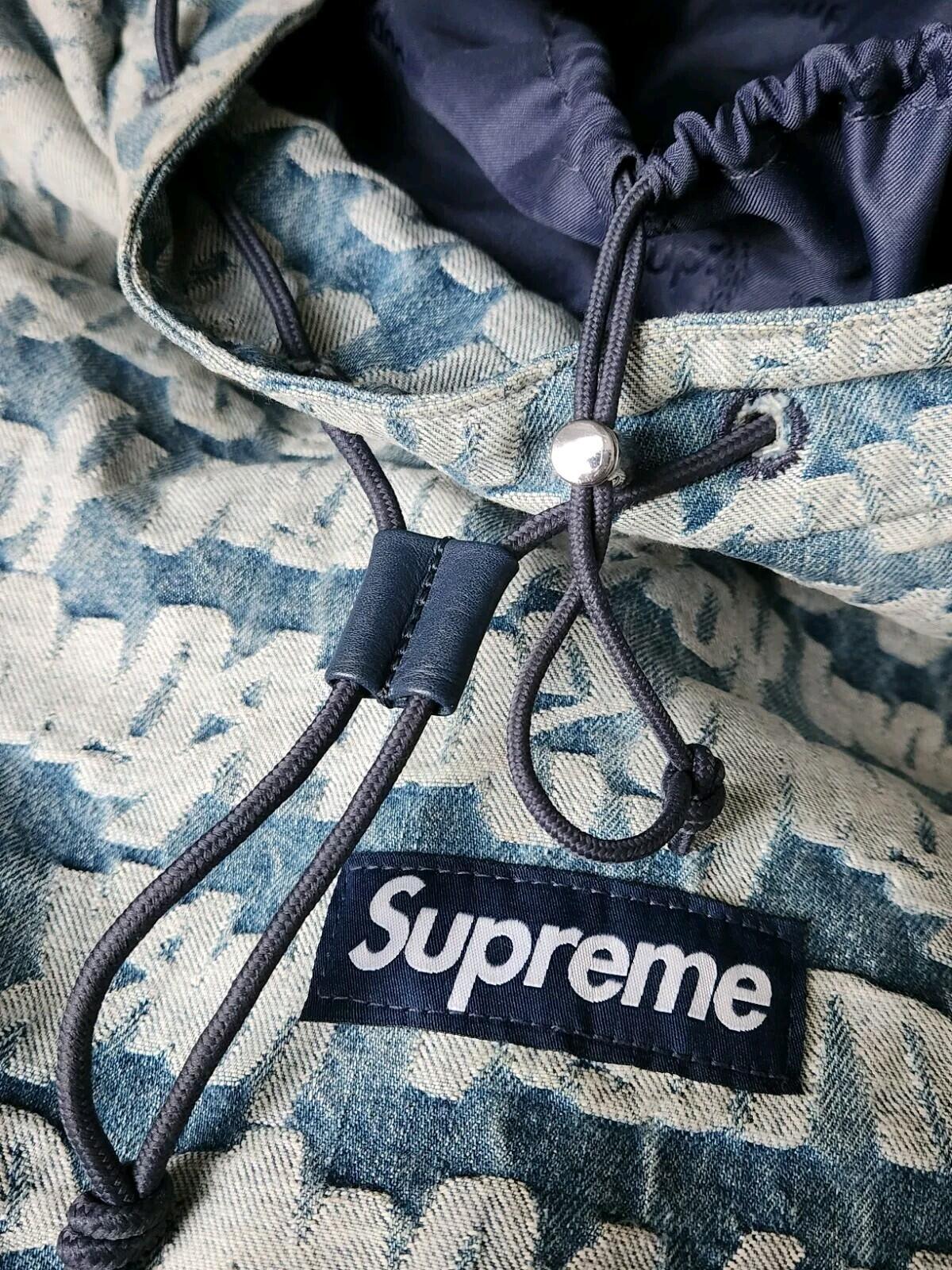 SS22 Supreme Fat Tip Jacquard Denim Backpack bag Blue