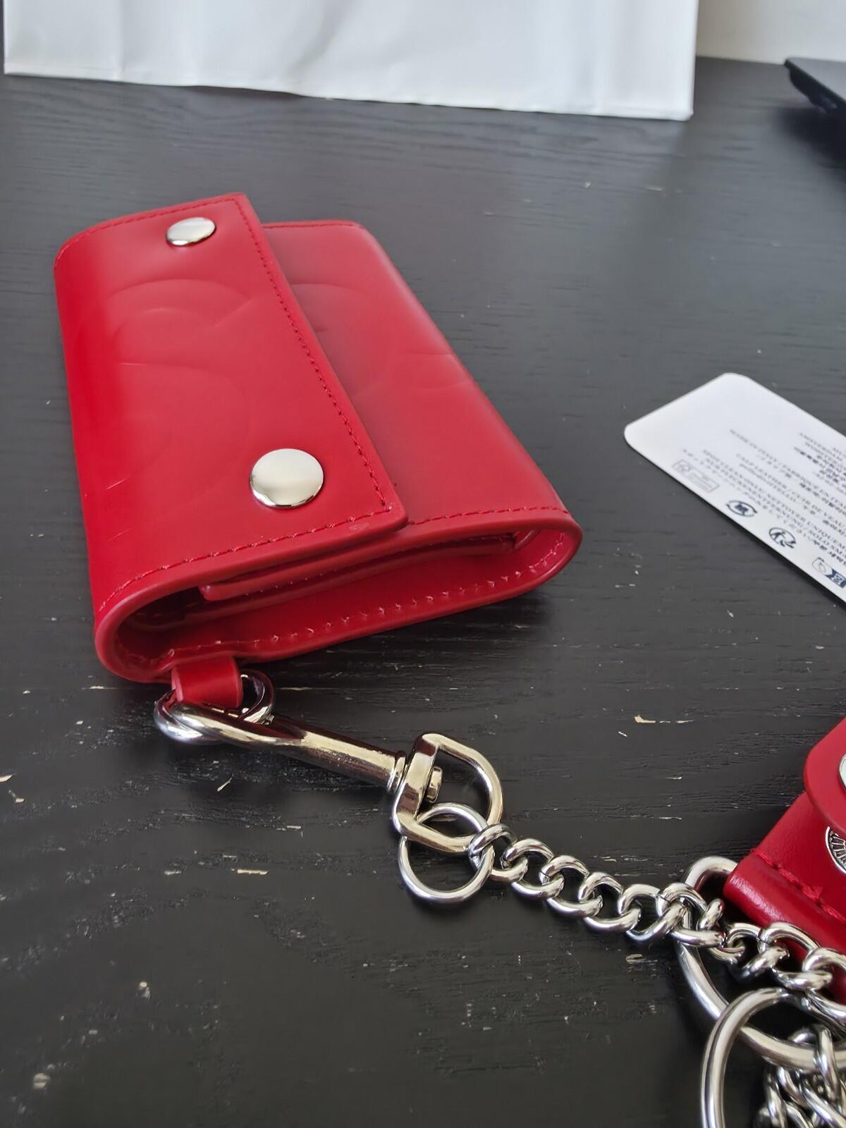 SS25 Supreme Lederketten-Geldbörse Rot