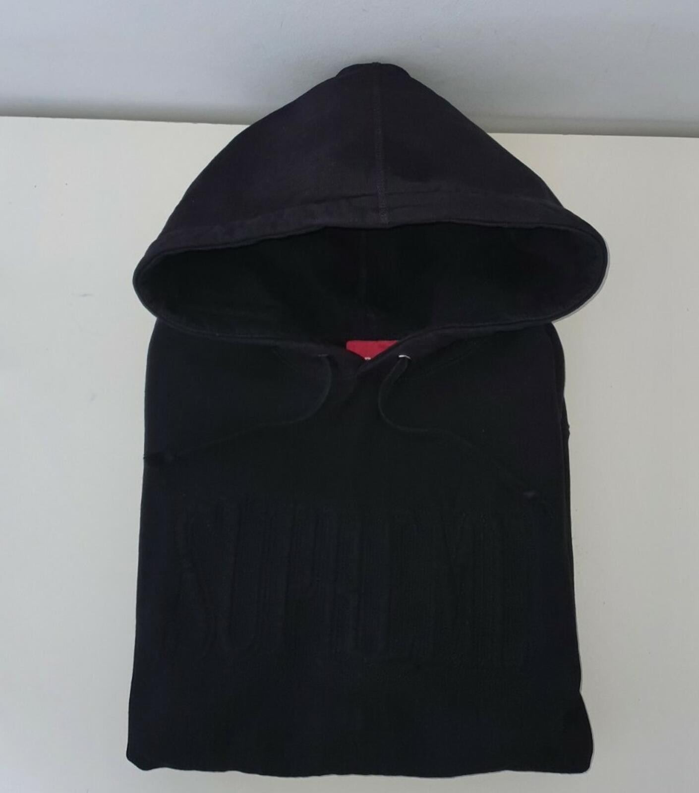 FW16 Supreme Embroidered Outline Hooded Sweatshirt Black hoodie M medium