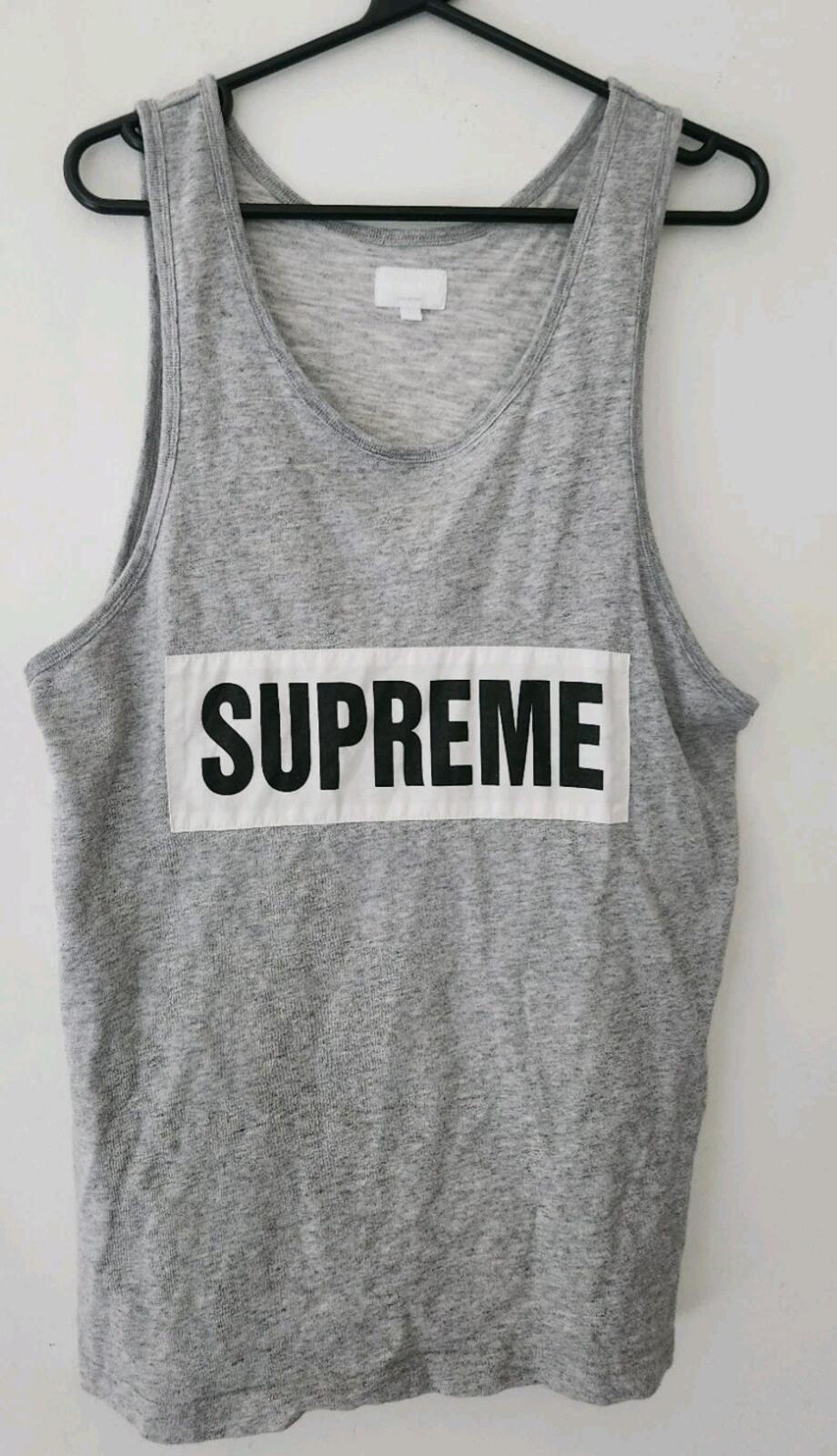 SS14 Supreme Marathon Tank Top grey sleeveless tee T-shirt size L large Vintage
