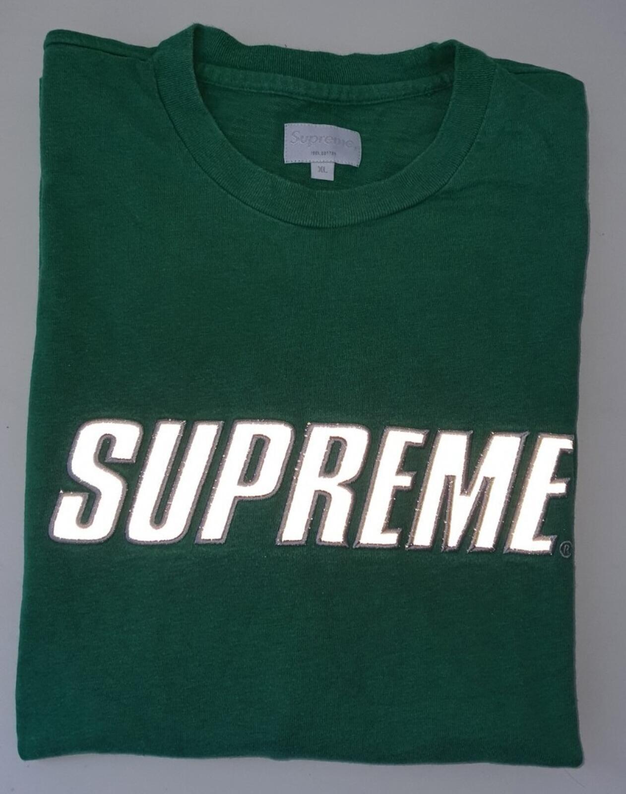 FW17 Supreme Reflective L/S Top Tee Größe XL T-Shirt meliertes Kelly-Grün