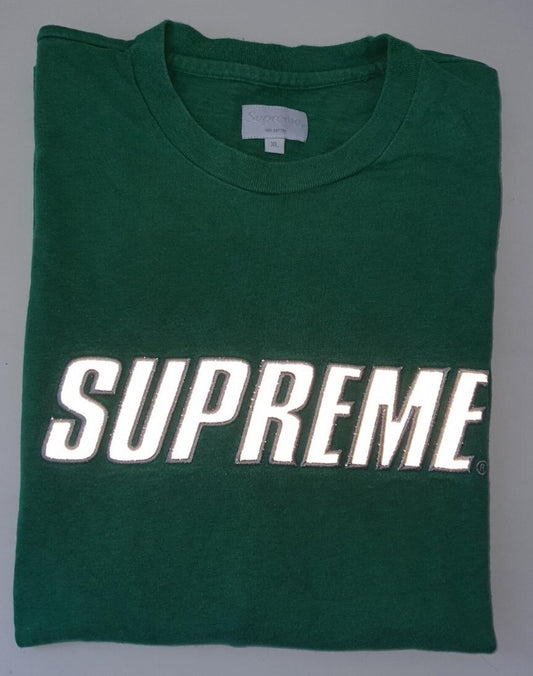 FW17 Supreme Reflective L/S Top Tee talla XL camiseta verde kelly jaspeado