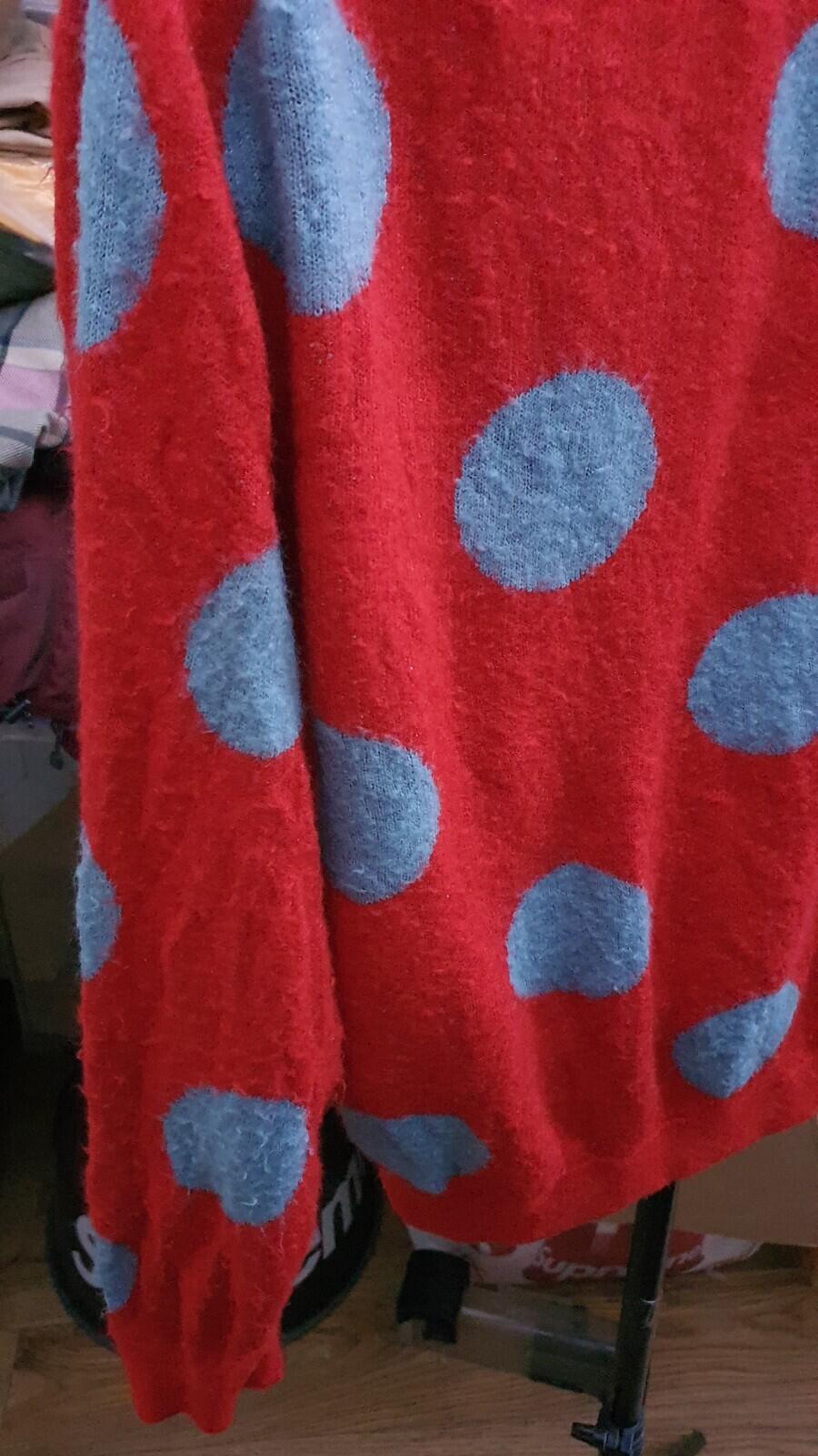 SS20 Supreme Brushed Polka Dot Cardigan Größe S kleiner roter Pullover Acryl Jumper