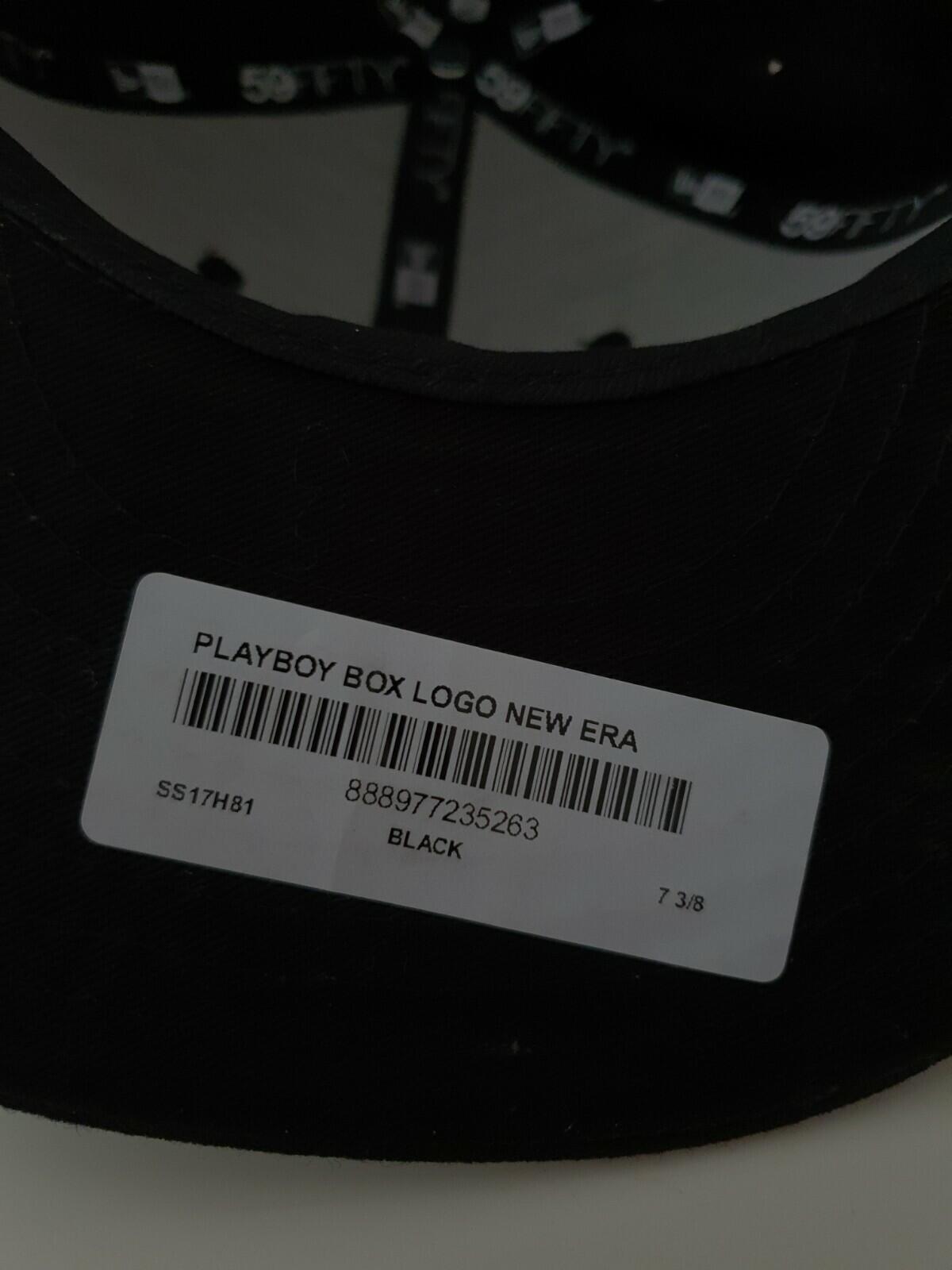 SS17 Supreme New Era Playboy Box Logo Cap Black Size 7 3/8