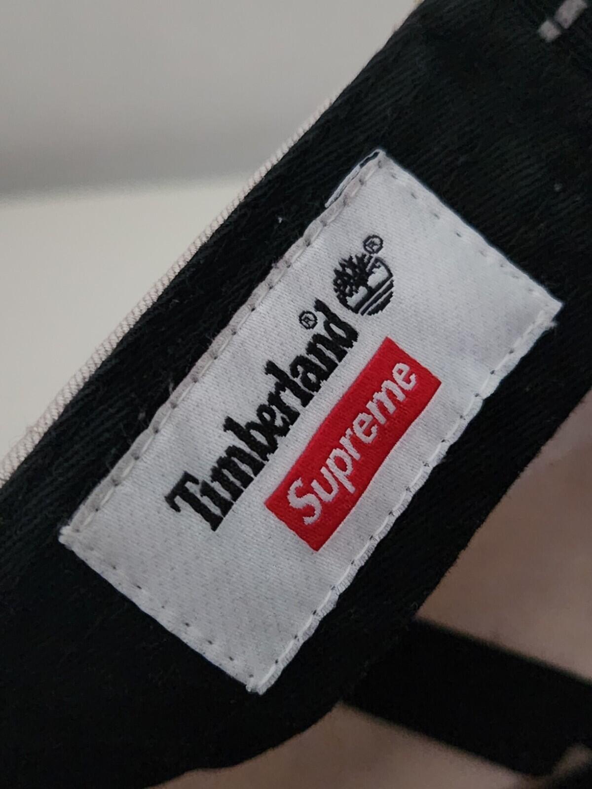 FW21 Supreme x Timberland 6-Panel  White cap Beige hat 3M Reflective Logo