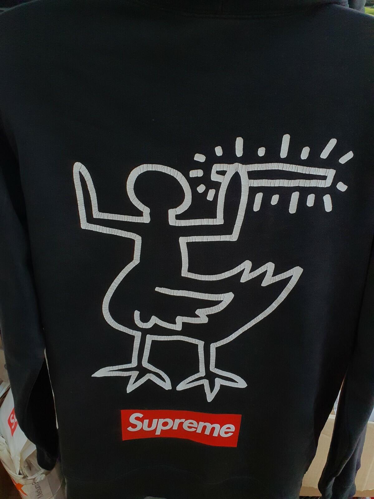 SS09 Supreme Malcolm McLaren Keith Haring Kapuzenpullover Schwarz Größe L