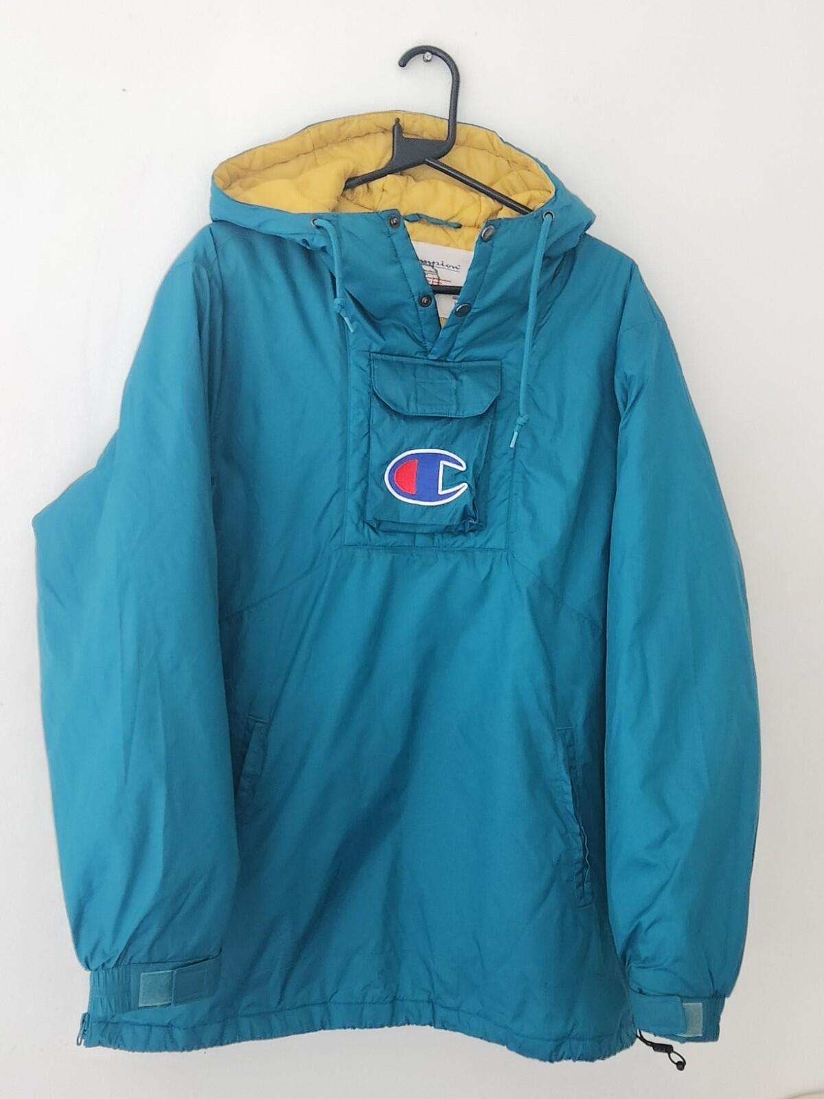 SS18 Supreme x Champion Pullover L Large Teal Jacket Nylon