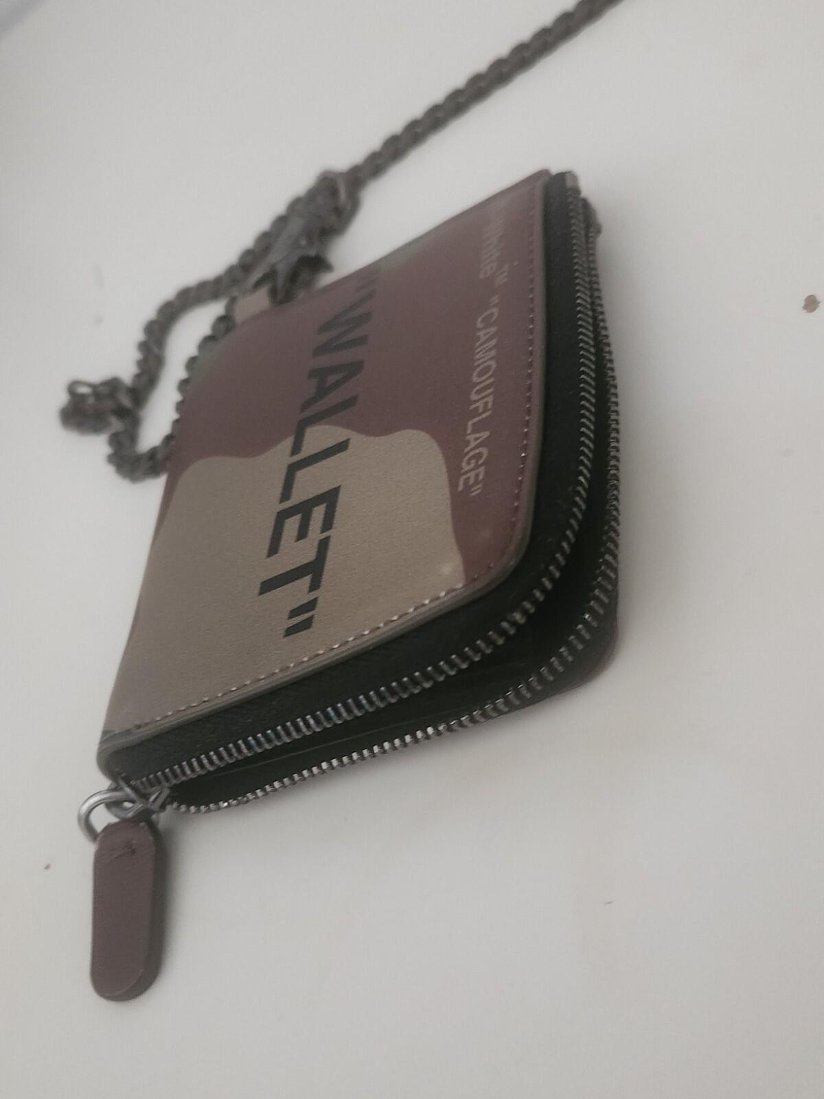 SS19 OFF-WHITE Camouflage Quote Chain Wallet RRP €225 Leather Made In Italy Bag