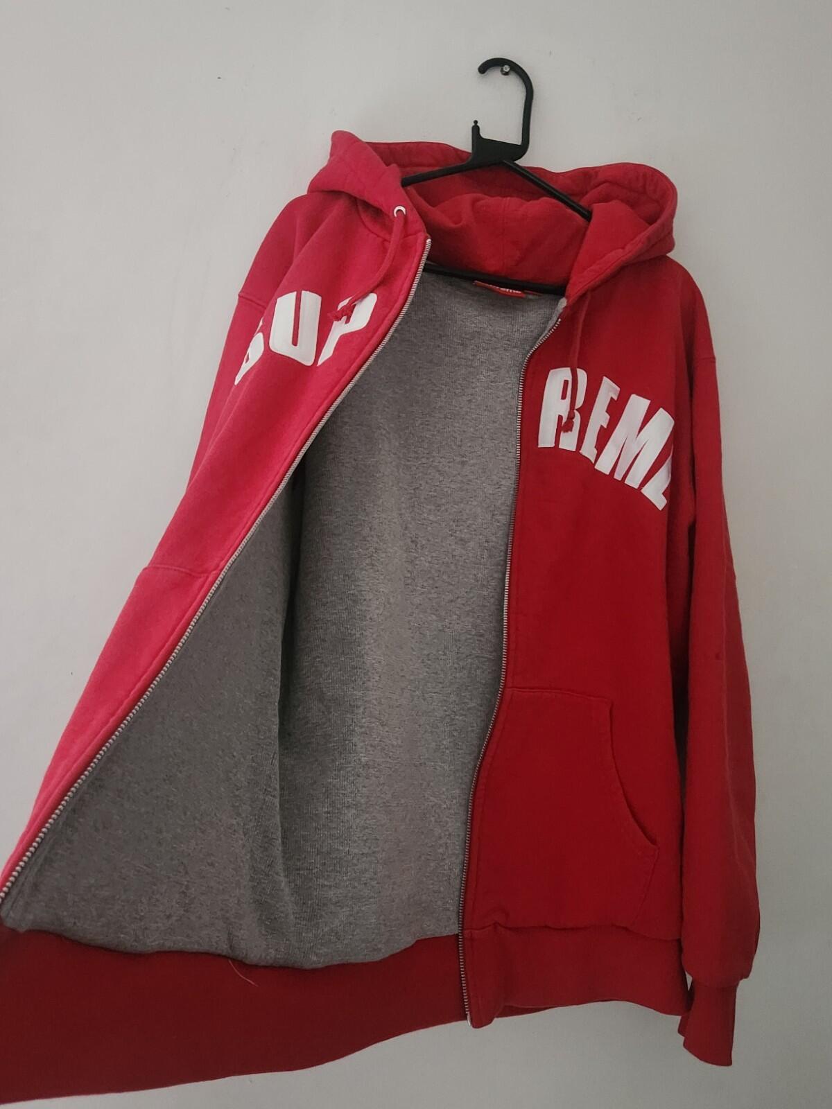 FW10 Supreme Arc Logo Thermal Zip Up Hooded Sweatshirt Red
