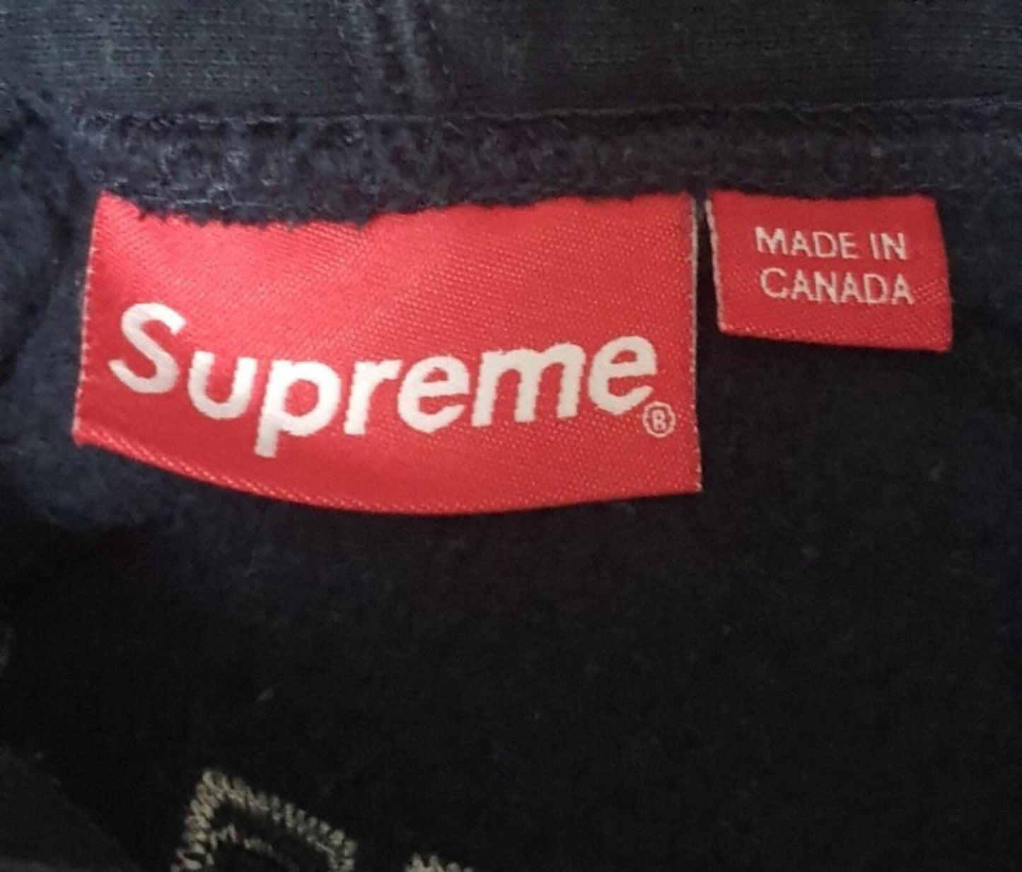 FW16 Supreme Color Blocked Arc Logo Hooded Sweatshirt Navy Size M