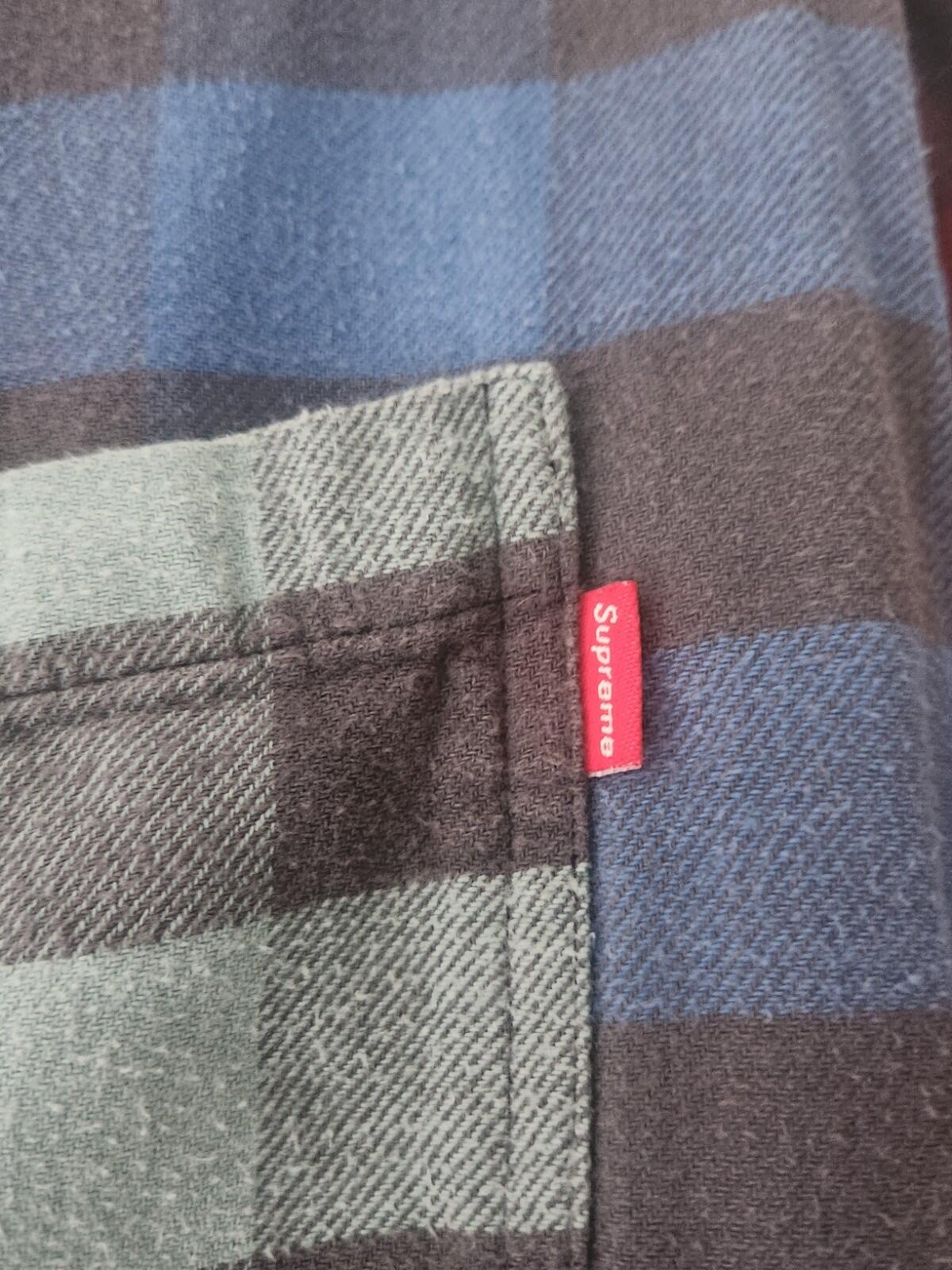 FW17 Supreme Hooded Buffalo Flannel Plaid Shirt Blue Green Red Yellow Size M