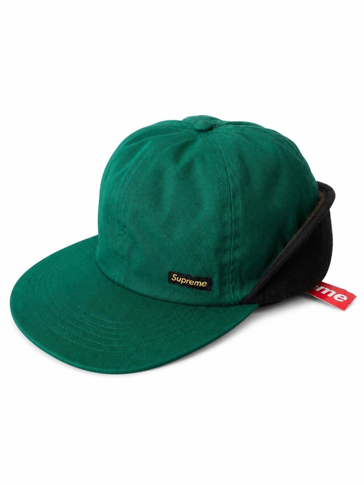 FW12 Supreme Waxed Ear Flap Cap Green Size S/M