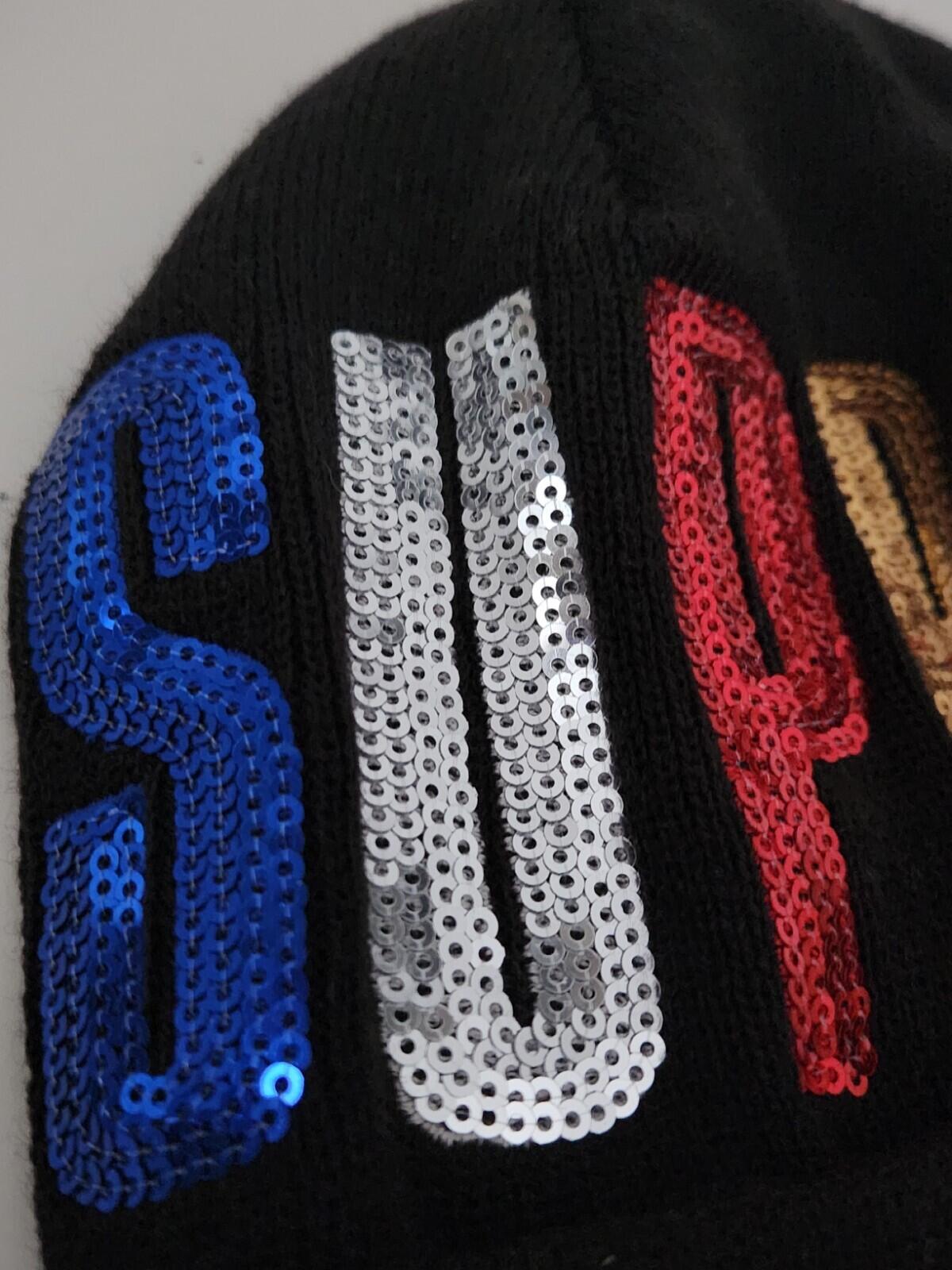 FW20 Supreme New Era Sequin beanie black Hat New
