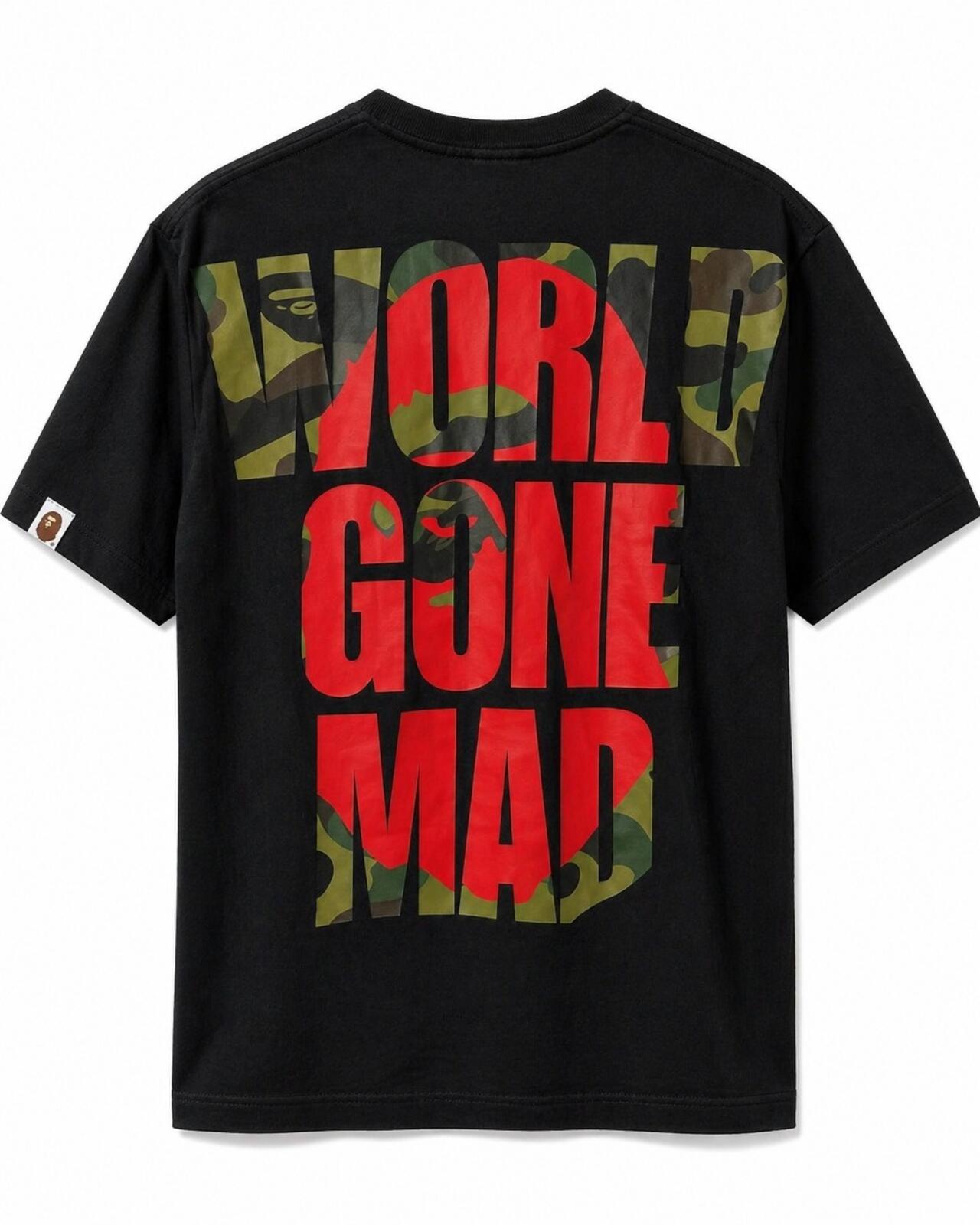 A Bathing Ape World Gone Mad Overlap Tee Black Size L BAPE