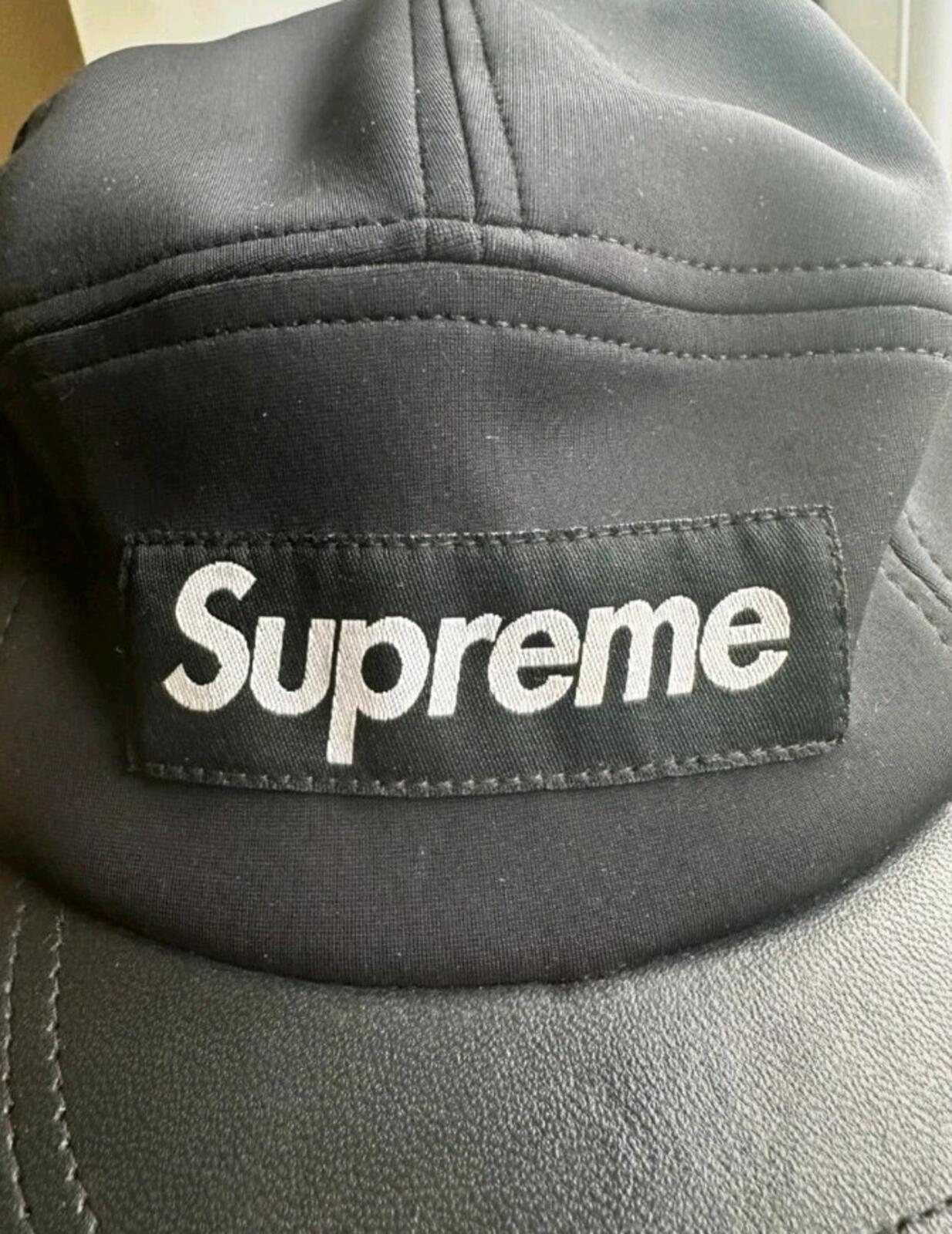 SS15 Supreme Expedition Leather Visor Camp Cap Hat Black