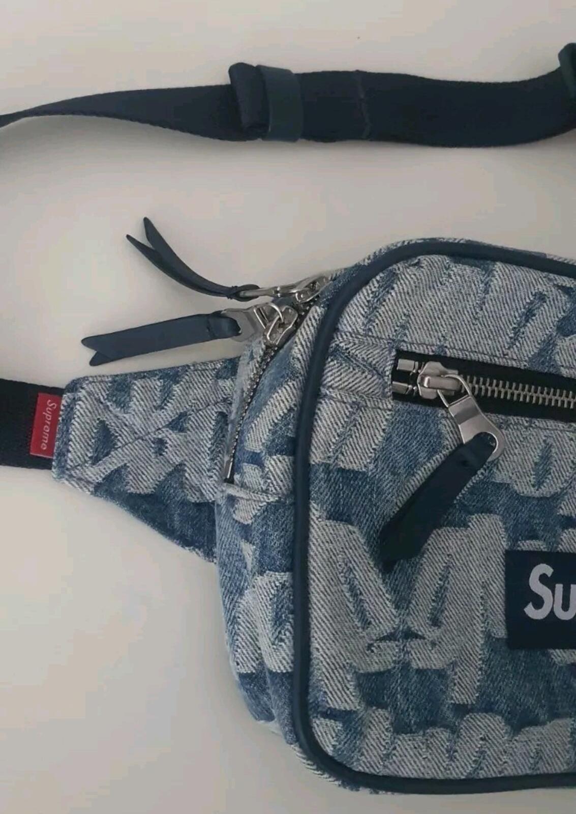 SS22 Supreme Fat Tip Jacquard Denim Bauchtasche Blau Schulter Bauchtasche 3L