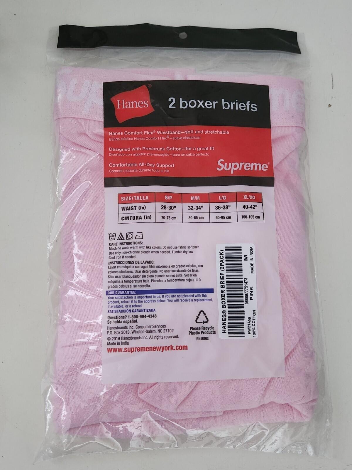 FW21 Supreme Hanes pink boxer briefs (2pack) M Medium New And Unopened Underwear