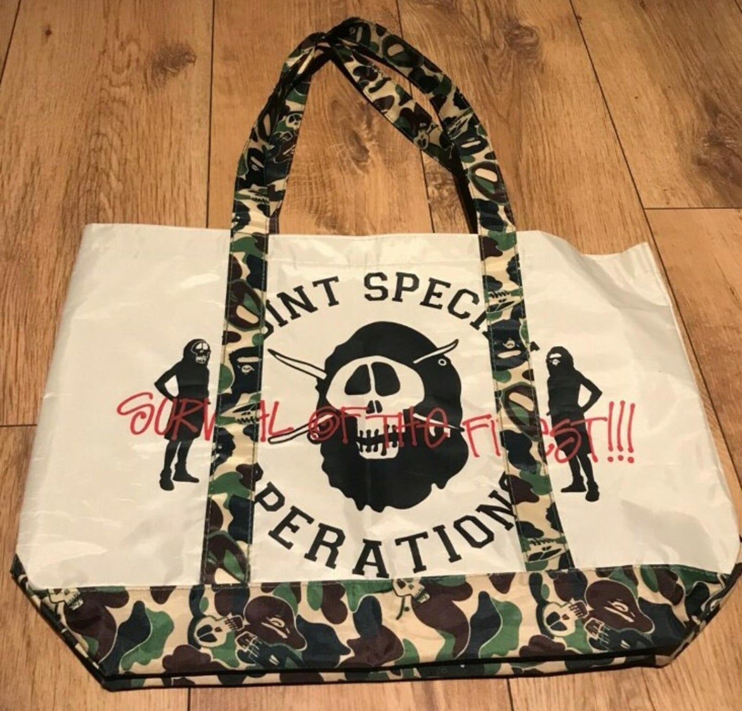 A BATHING APE x STUSSY tote bag Survival Of The Fittest Japan exclusive BAPE