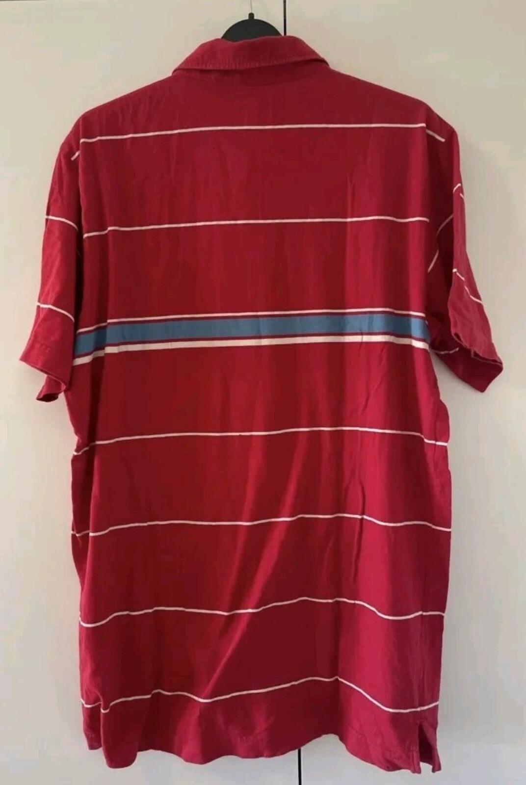 SS16 Supreme Classic Logo Striped Polo Shirt Rot Größe L