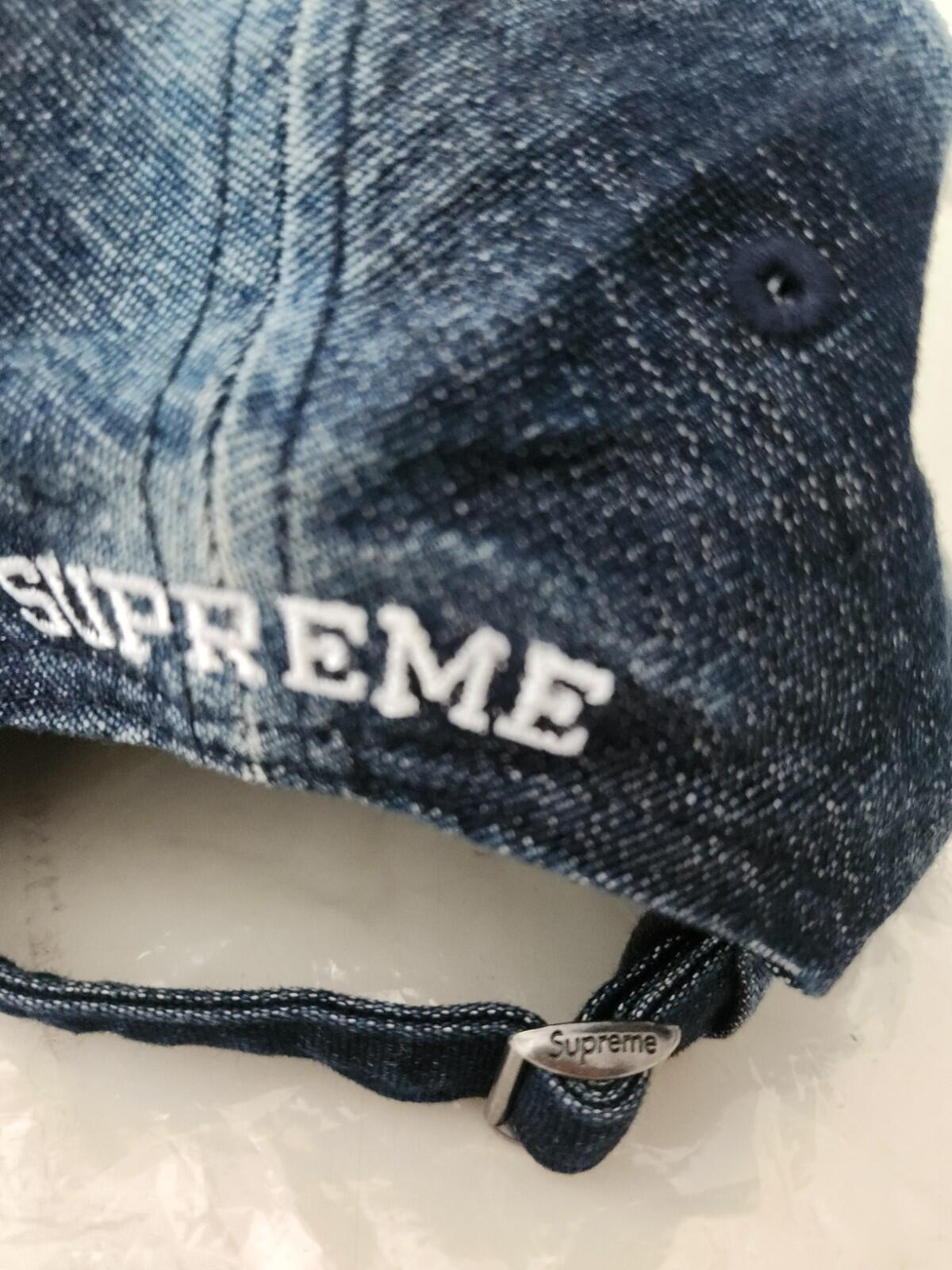 SS24 Supreme Cordura Denim S Logo 6-Panel Cap Bleached Indigo