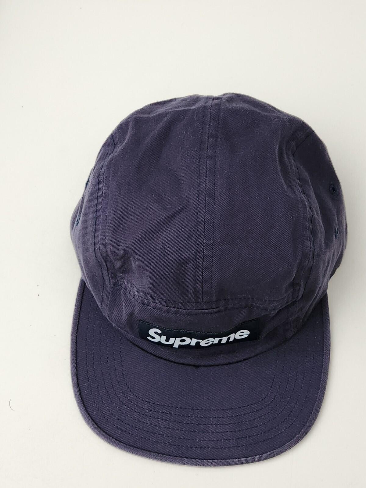 SS16 Supreme Washed Chino Twill camp cap Hat Navy box logo