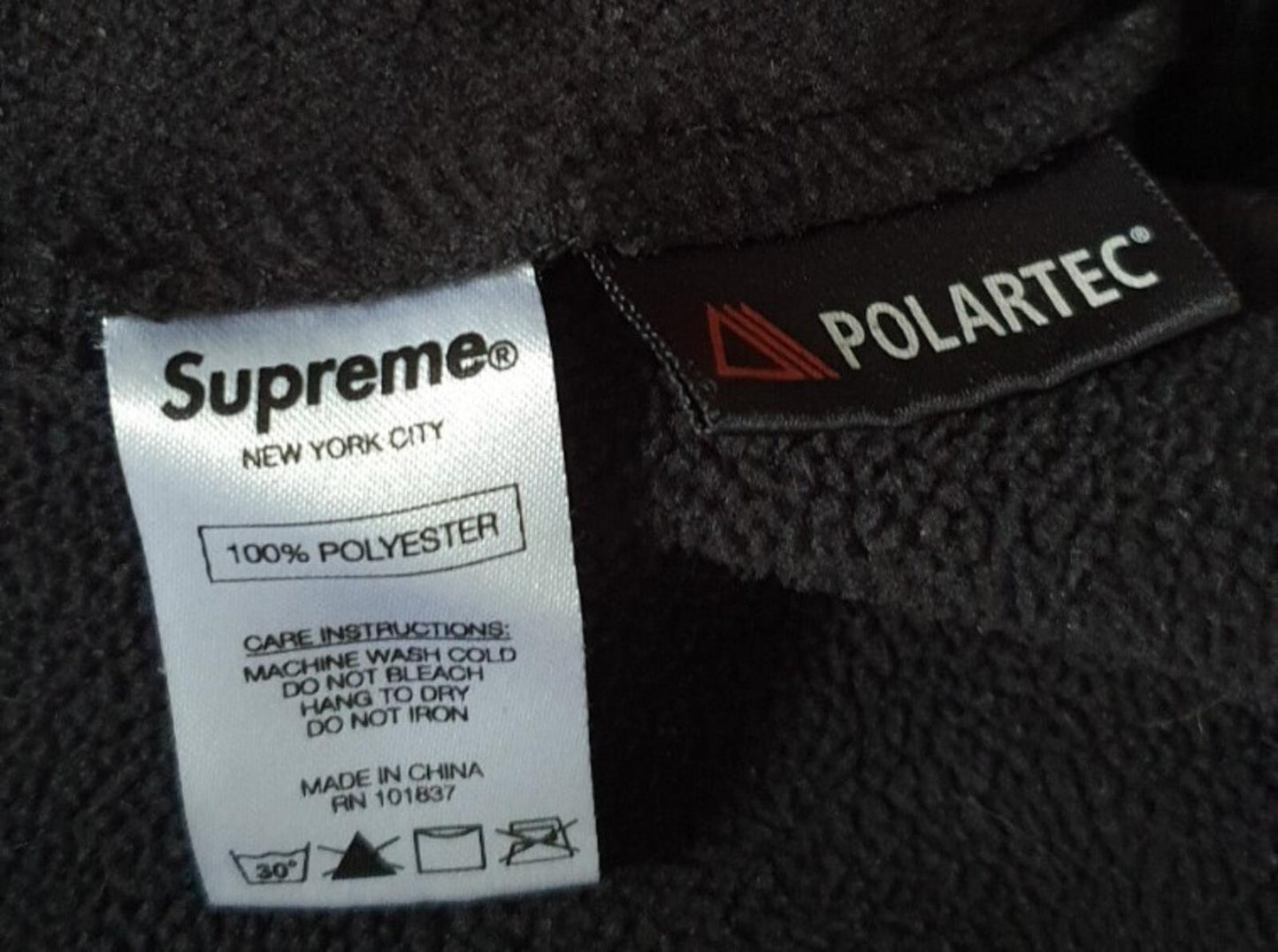 FW17 Supreme Polartec Small box logo Hooded Sweatshirt Black hoodie M fleece