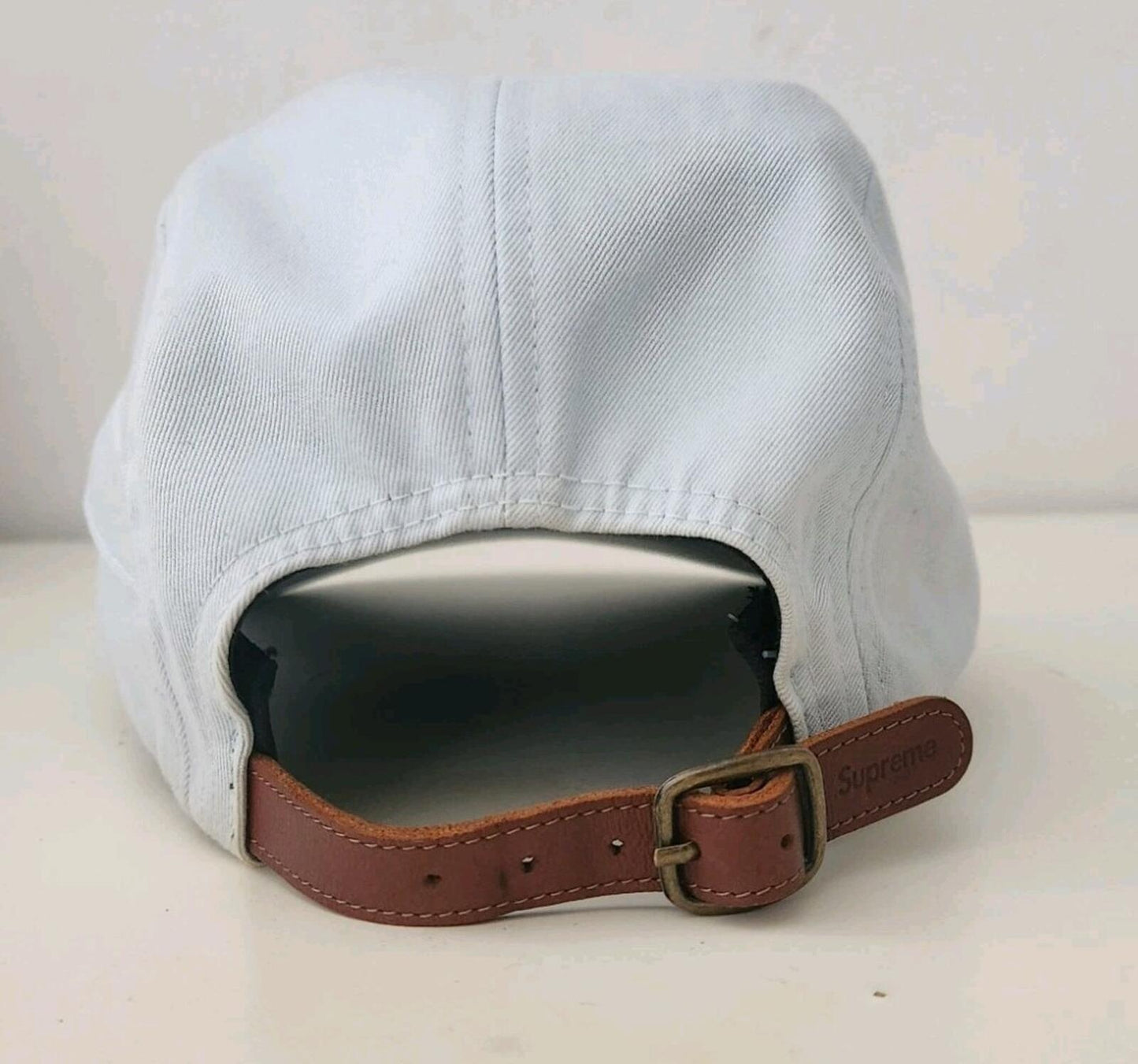 SS15 Supreme Side Zip Twill Camp Cap Hellblau Hut Vintage 2015 Lederriemen