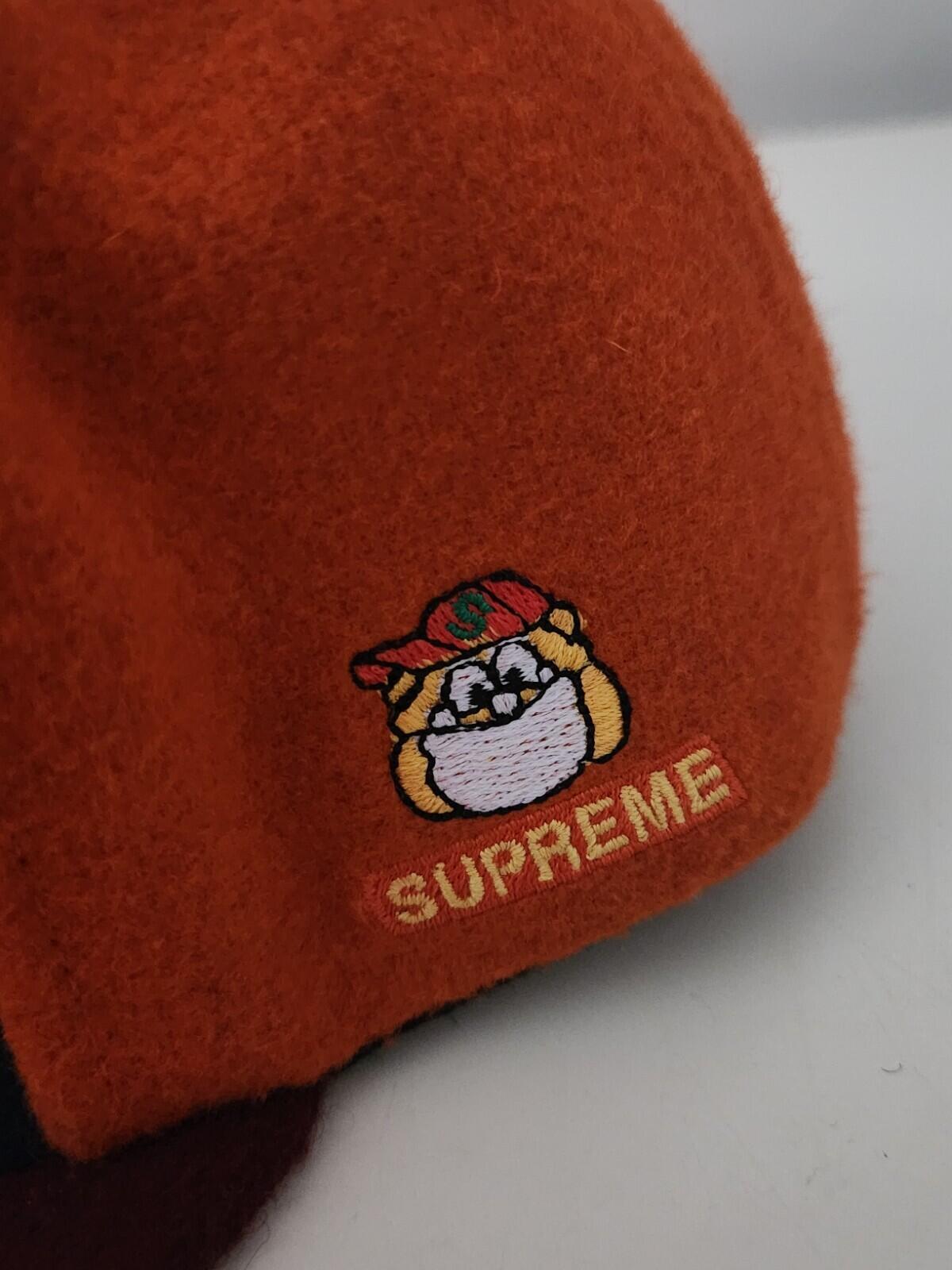 Gorra de 5 paneles de fieltro Supreme Milano FW15 negra, azul, naranja, lana, rara, 2015, logo S