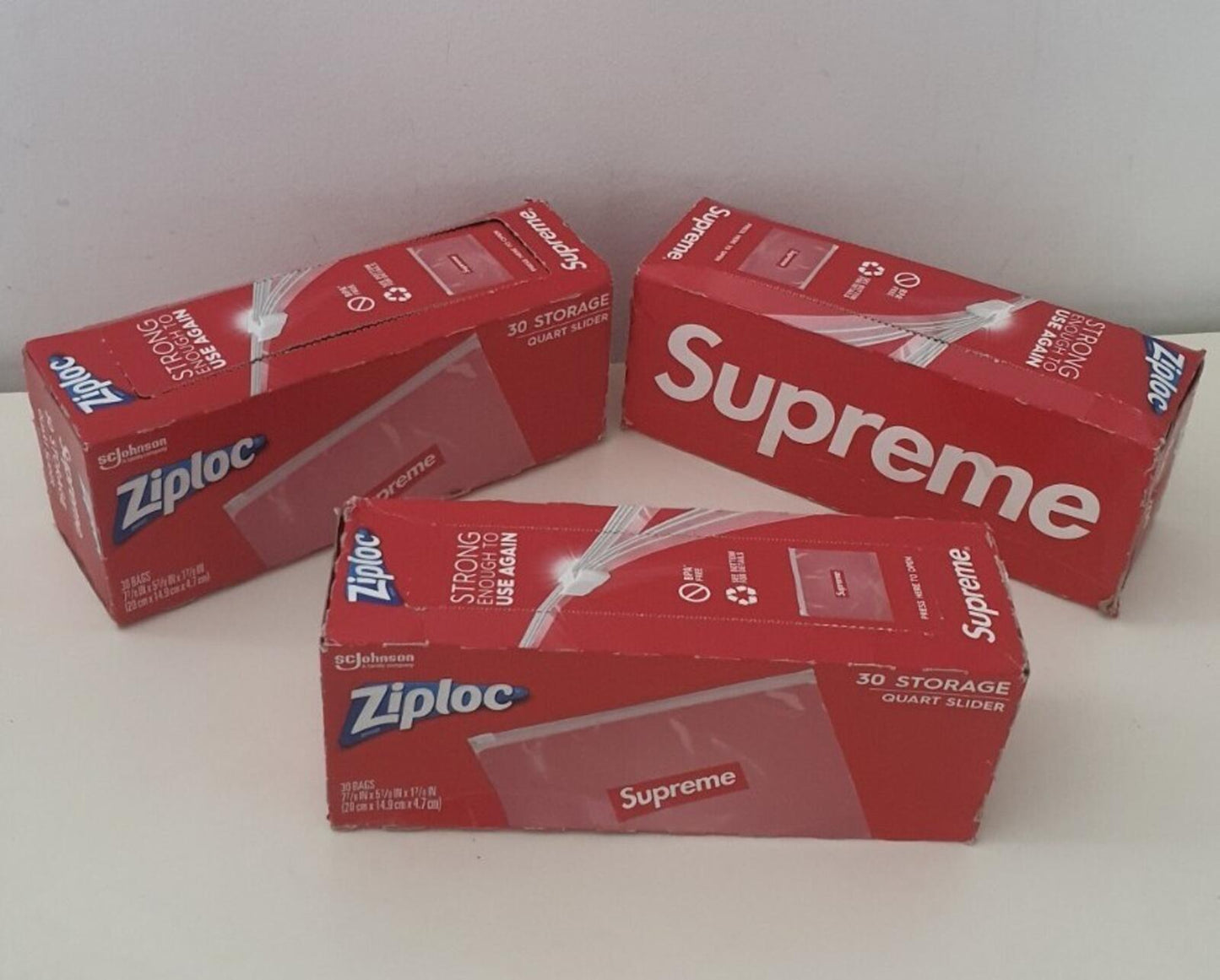 3x SS20 Supreme ZIPLOC Beutel (3x Boxen à 30 Stück) klare kleine Box Logo Aufbewahrungsbeutel