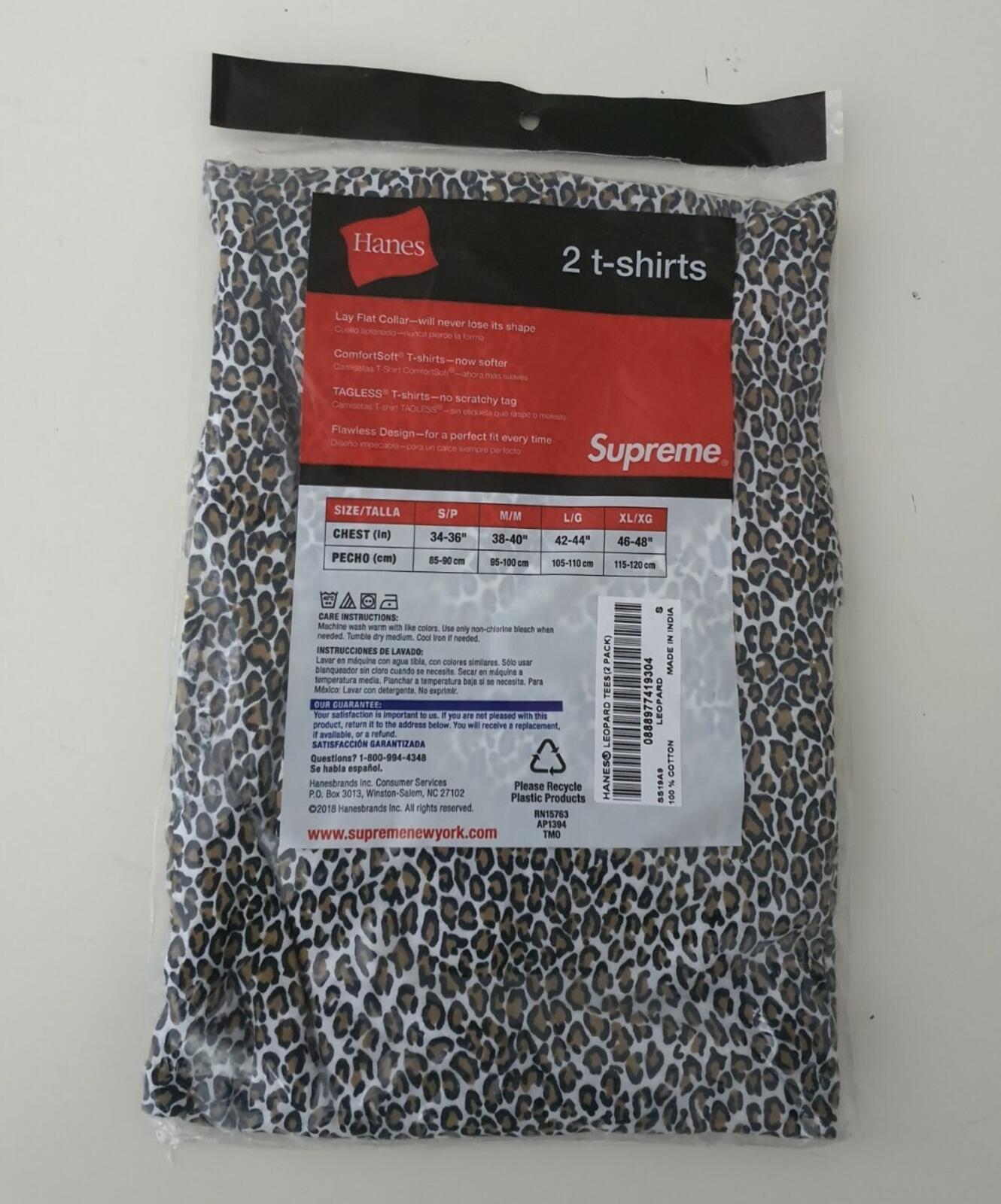 1x SS19 Supreme Hanes Leopard Tee T-shirt size S small New Underwear