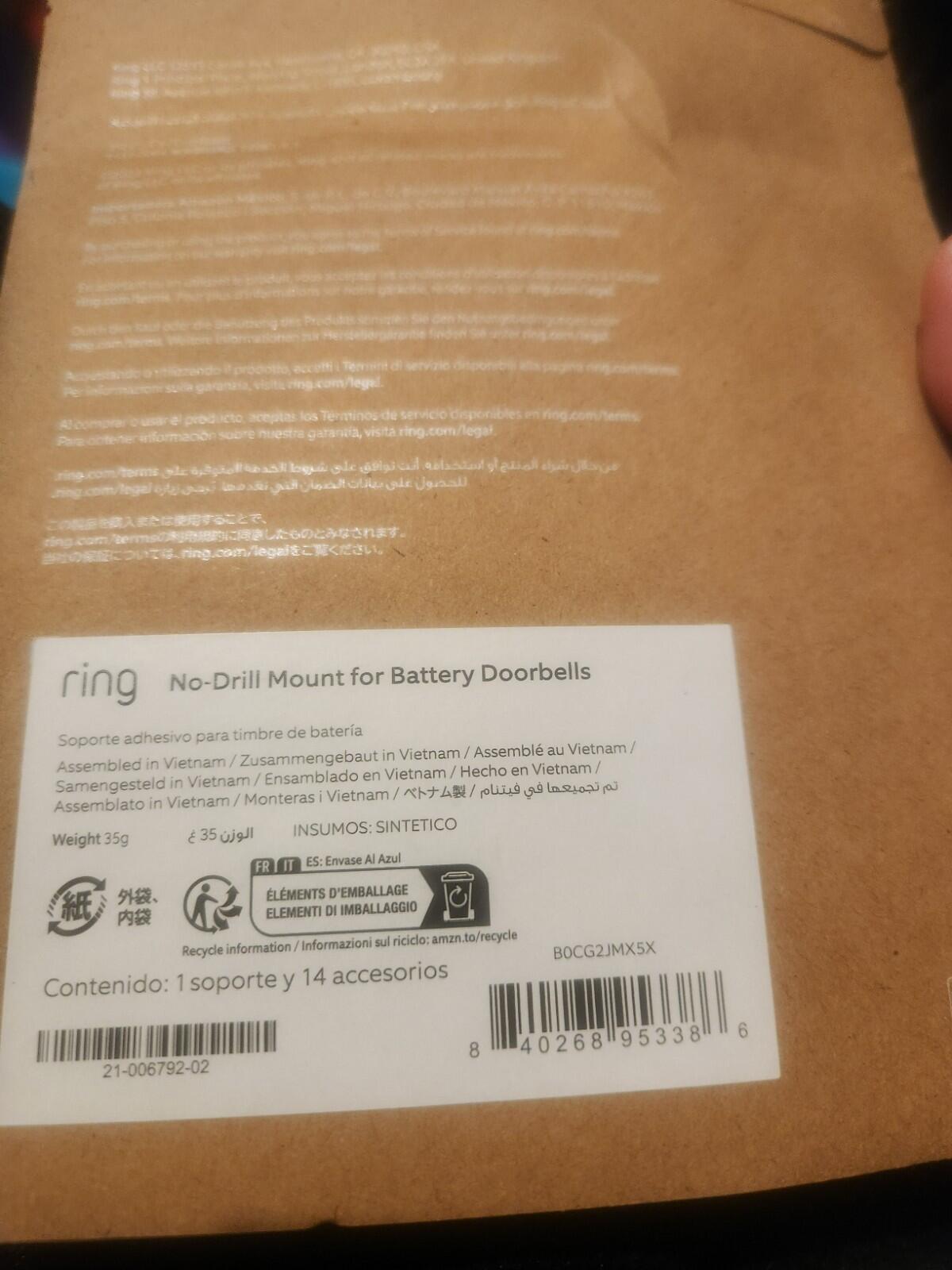RING New No-Drill Mount for Battery Video Doorbells Accessory