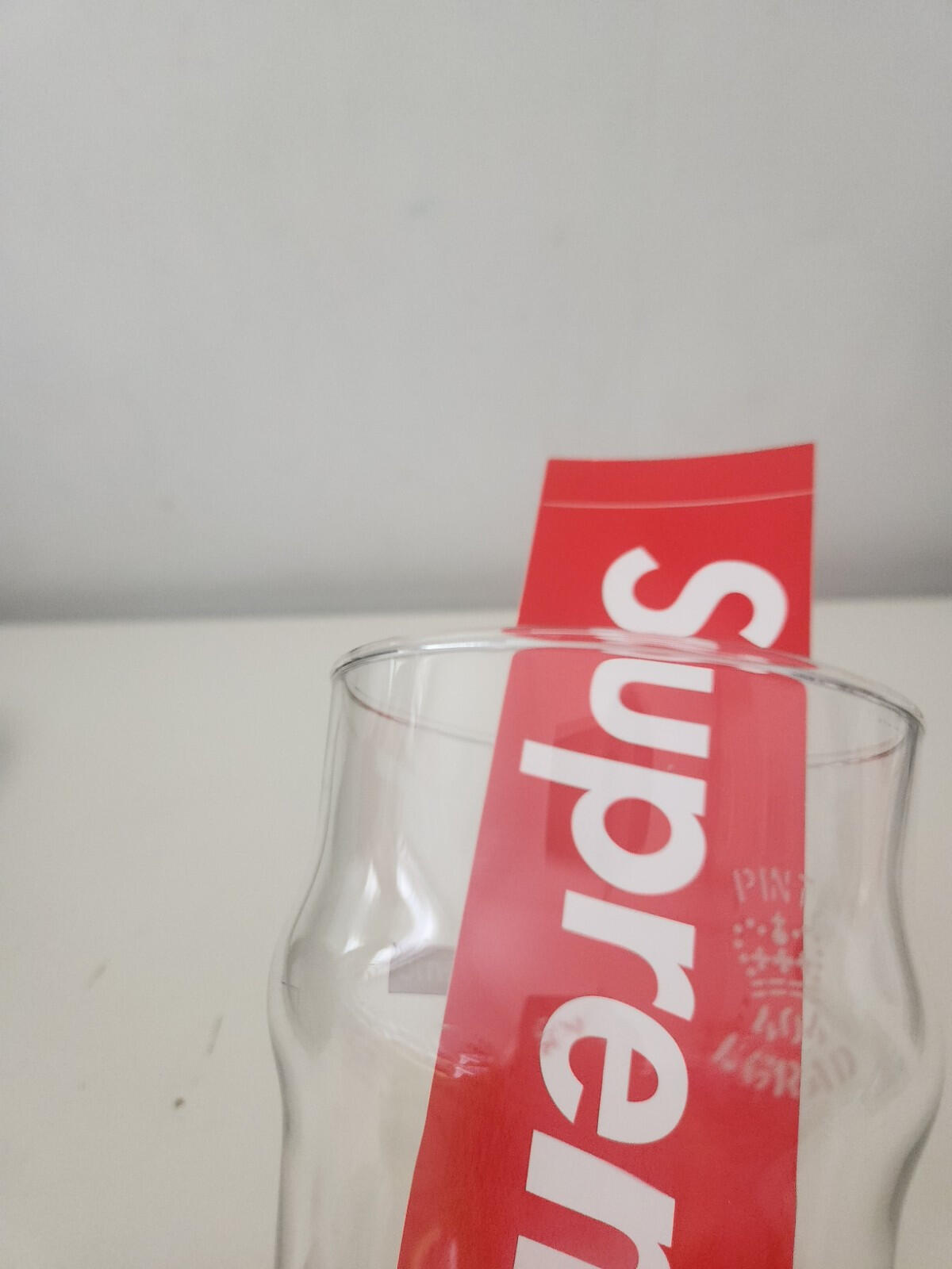 SS13 Supreme Pint Glass clear small red box logo Accessory Vintage 2013 Beer