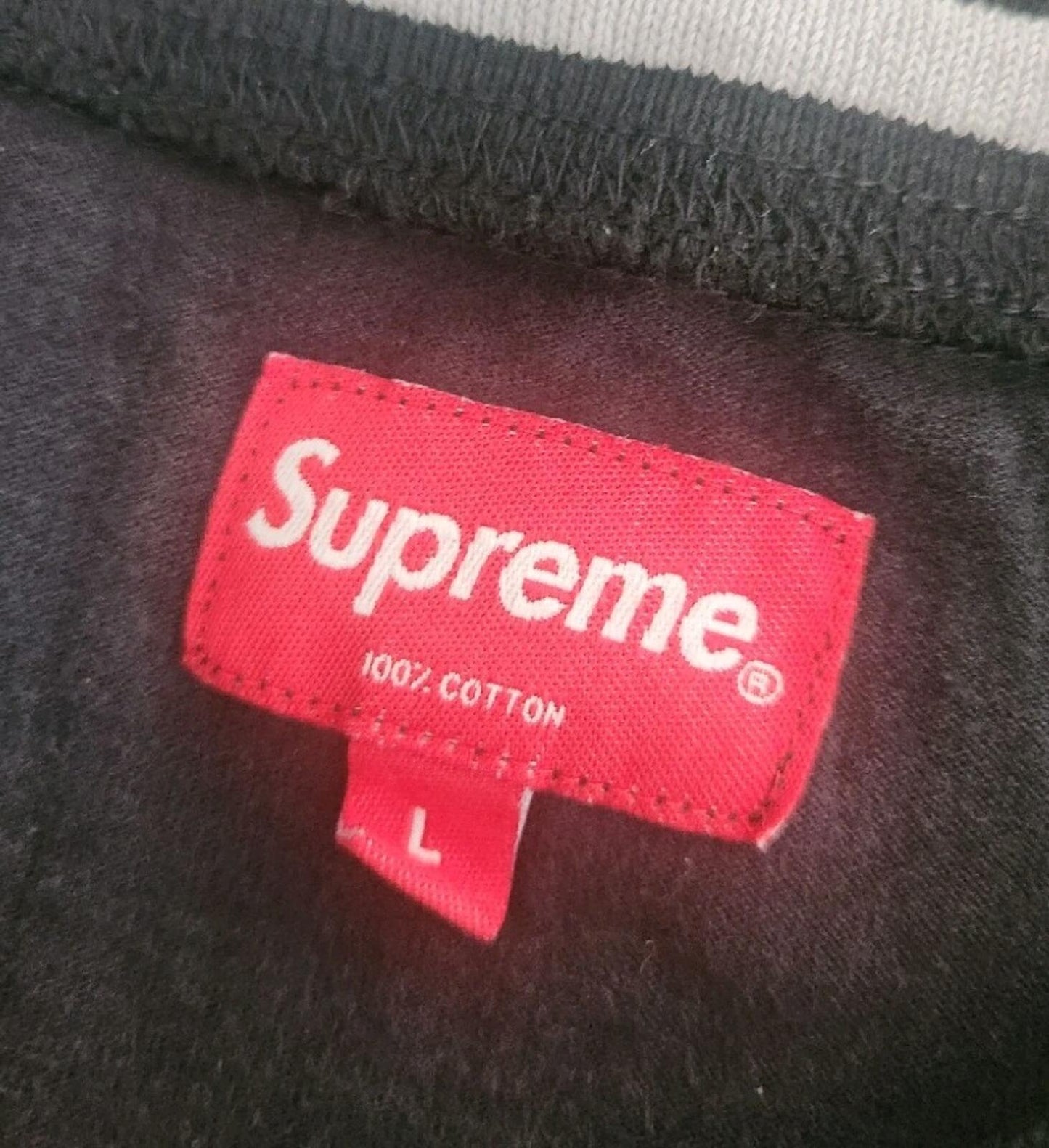 FW16 Supreme Rib Logo Athletic Top Blac Tee Size L