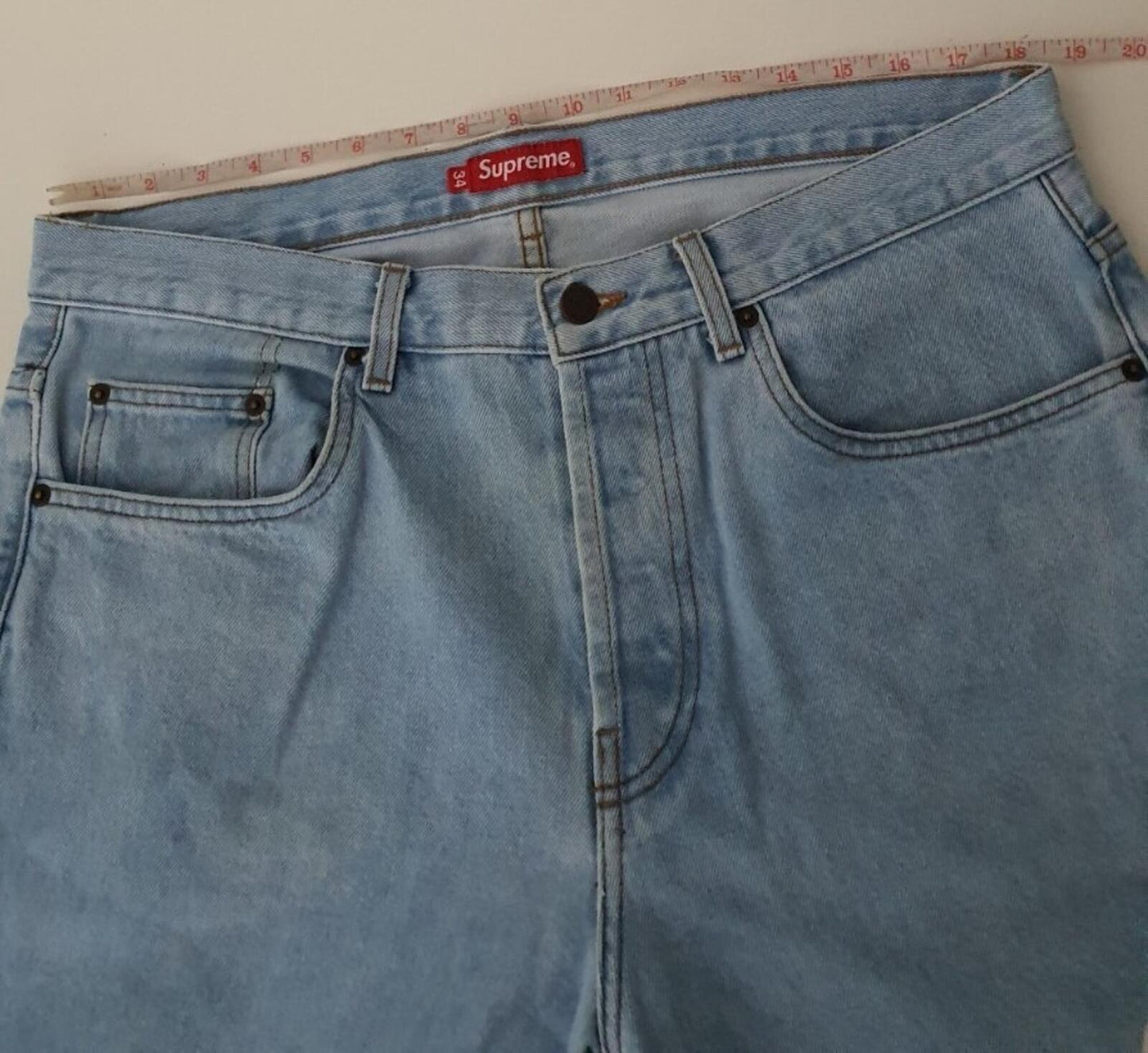 SS18 Supreme washed regular jeans size 34 blue W34 L32 star denim