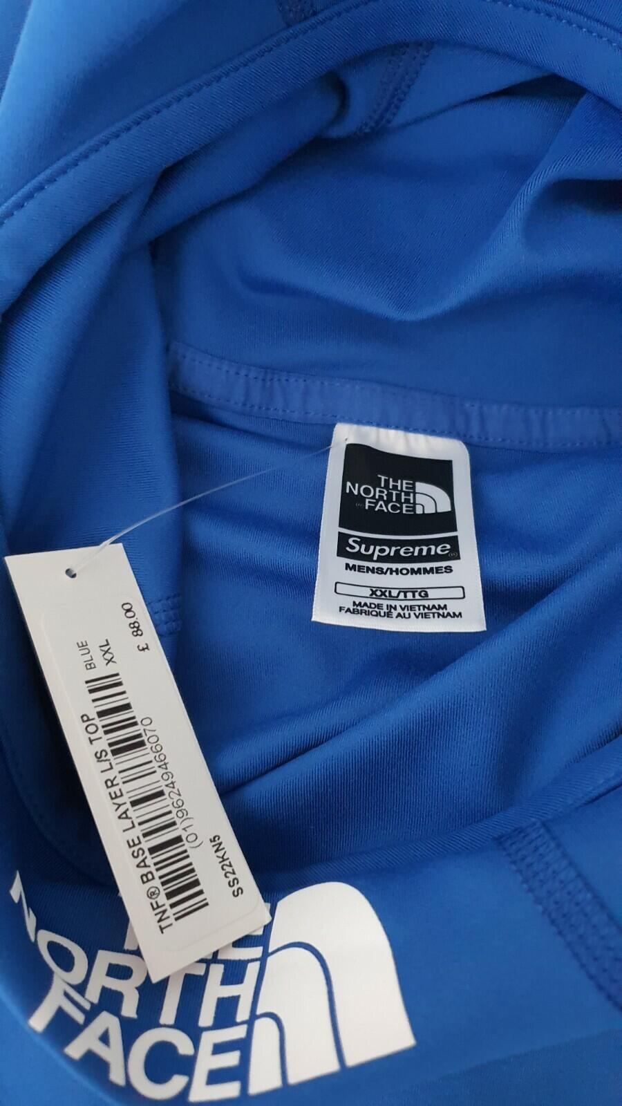 SS22 Supreme x The North Face Base Layer L/S Top Nautical Blue Sizs 2XL