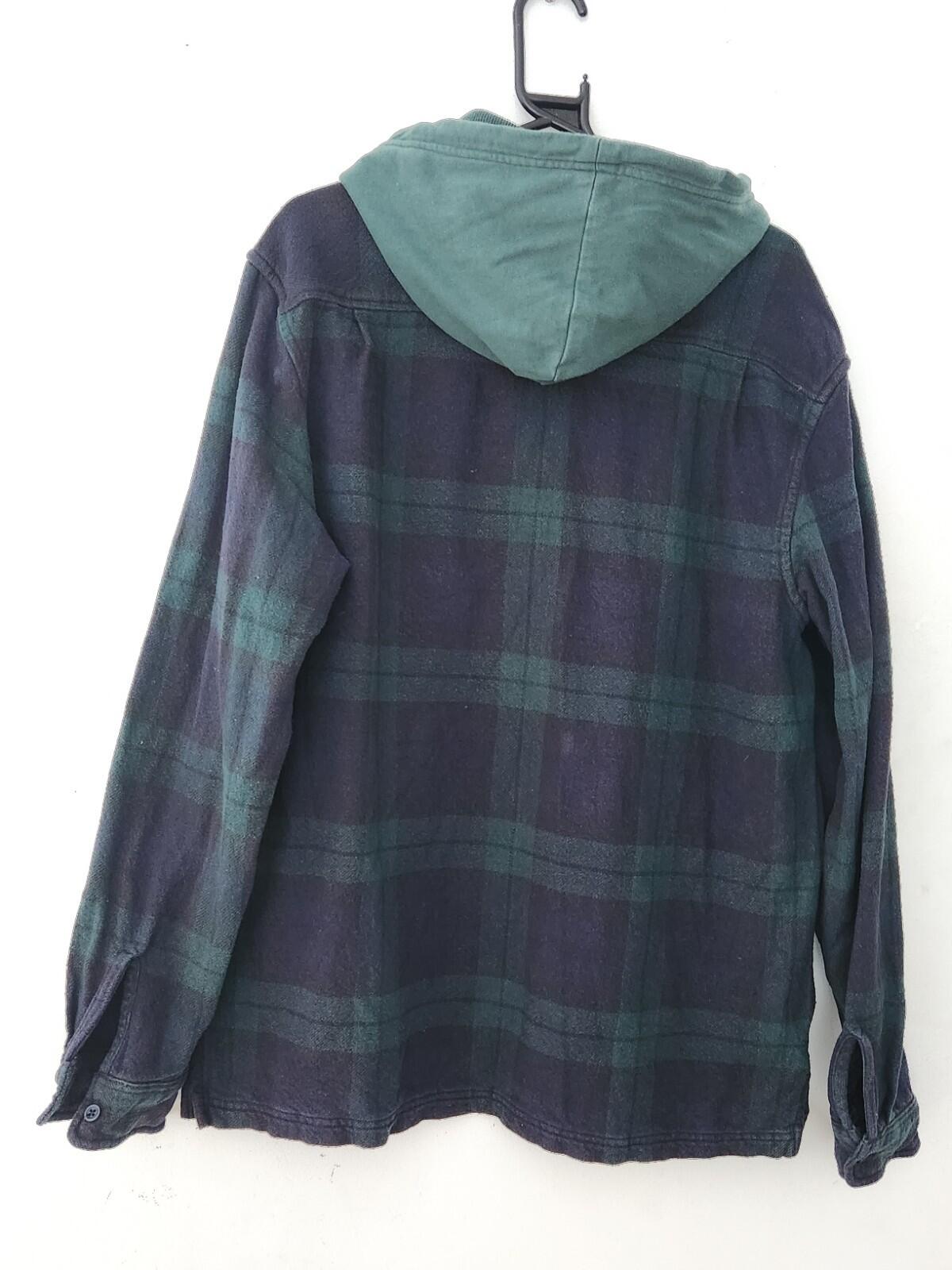 FW16 Supreme Hooded Plaid half zip hooded shirt size L large Navy