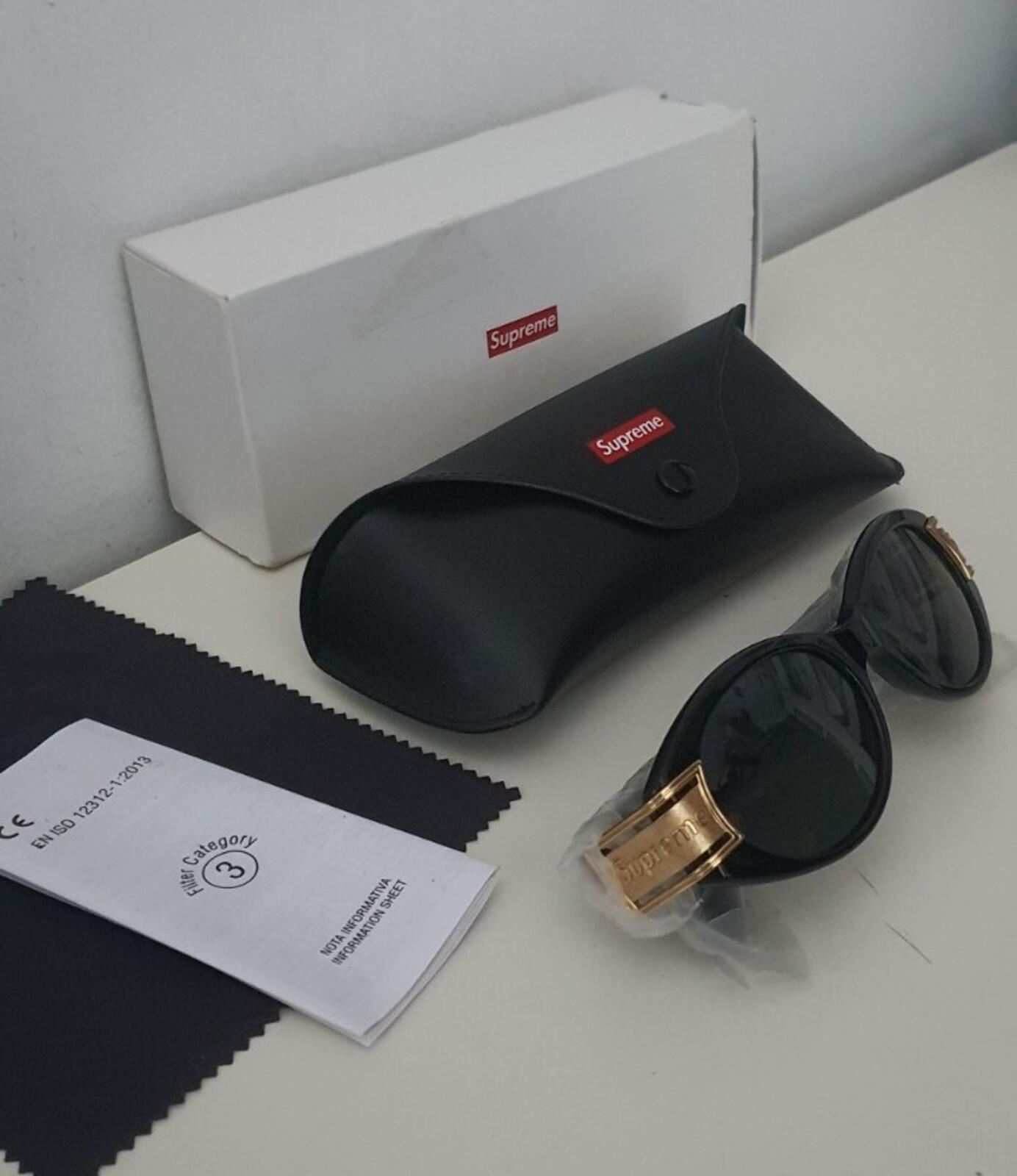 SS18 Supreme Plaza sunglasses Black Gold made in Italy