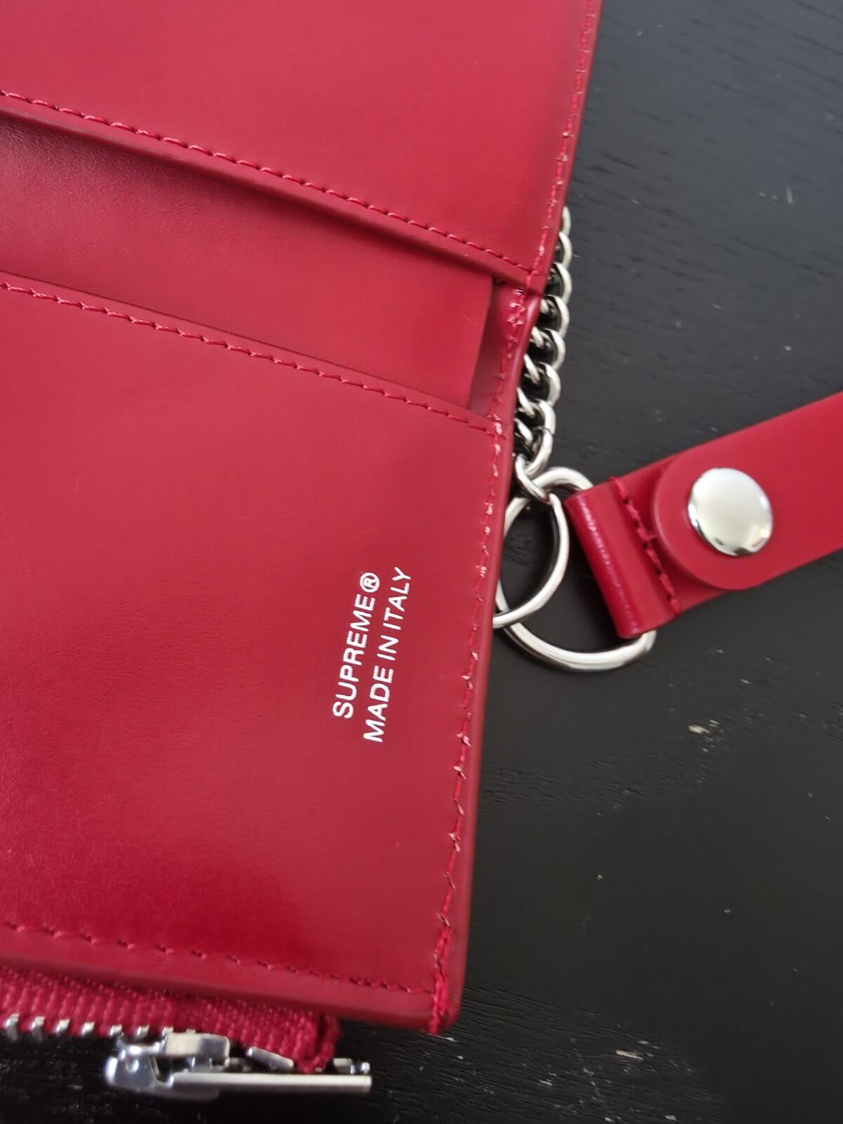 SS25 Supreme Lederketten-Geldbörse Rot