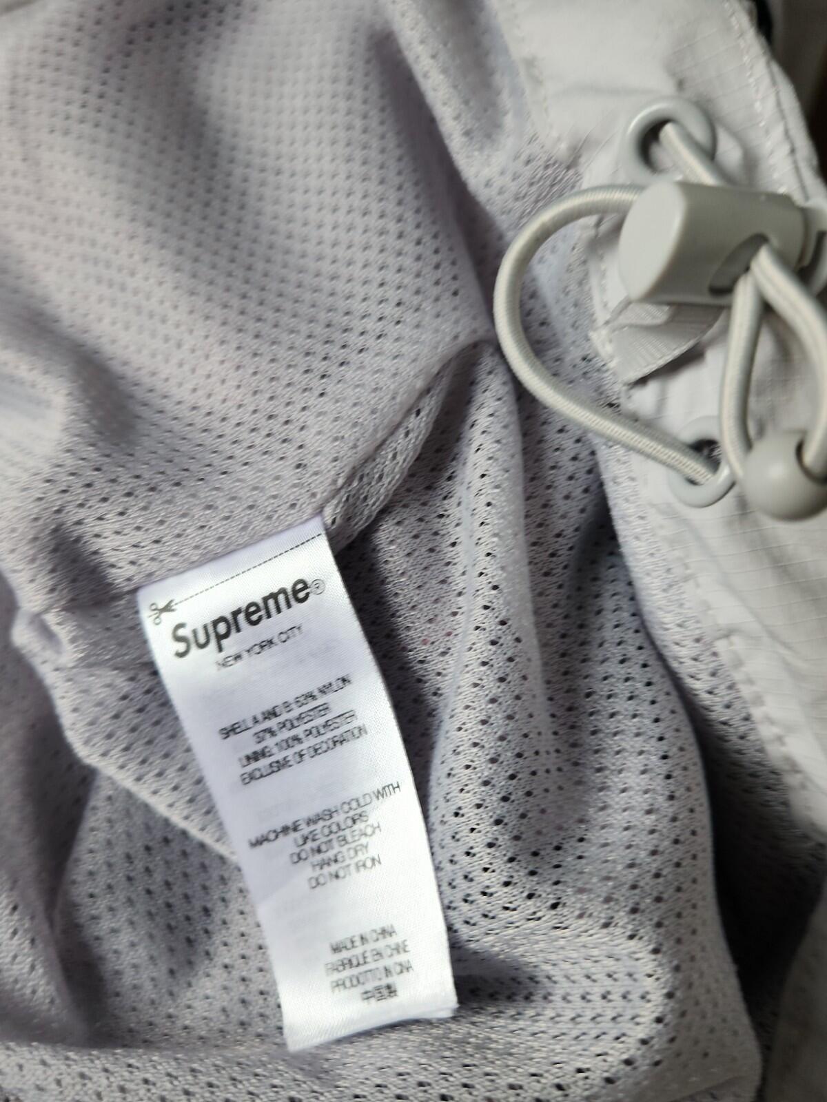 FW23 Supreme Logo Piping Hooded Track Jack Size XL Grey Lavender Water Resistant